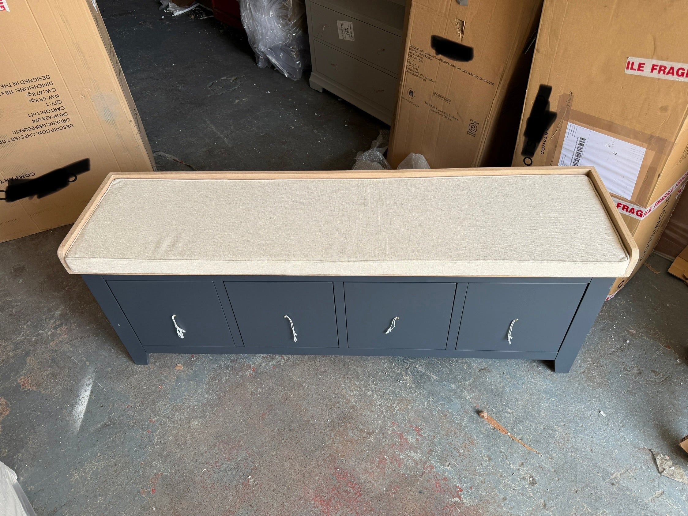 CHESTER CHARCOAL
4 Drawer Shoe Bench Quality Furniture Clearance Ltd