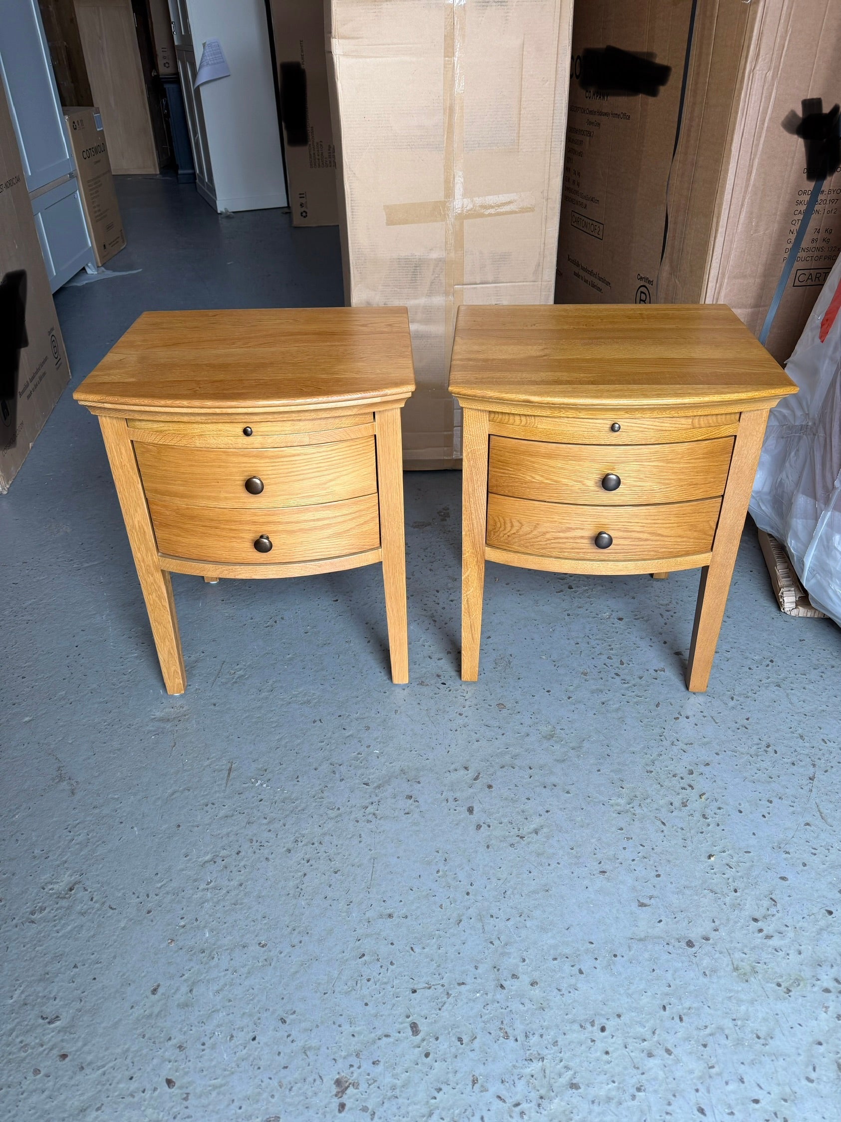 Set of 2 Winchcombe Oiled Oak 2 Drawer Bedside Table Quality Furniture Clearance Ltd