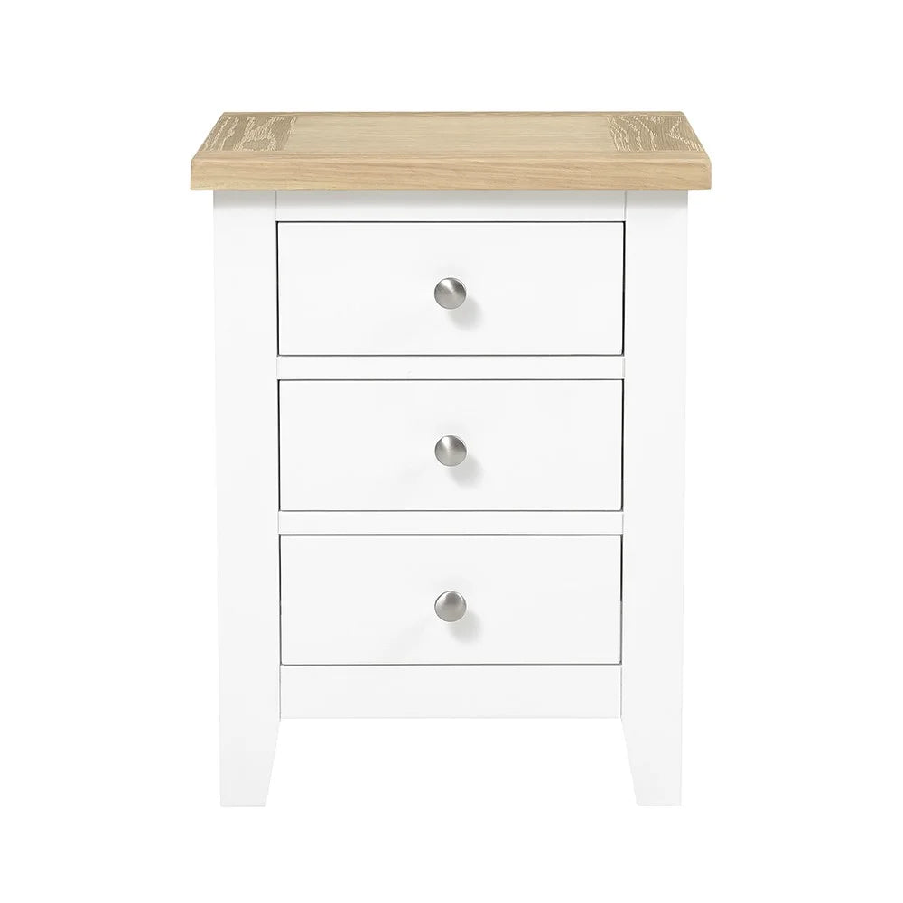 Set of 2 x CHESTER PURE WHITE
3 Drawer Bedside Tables Quality Furniture Clearance Ltd