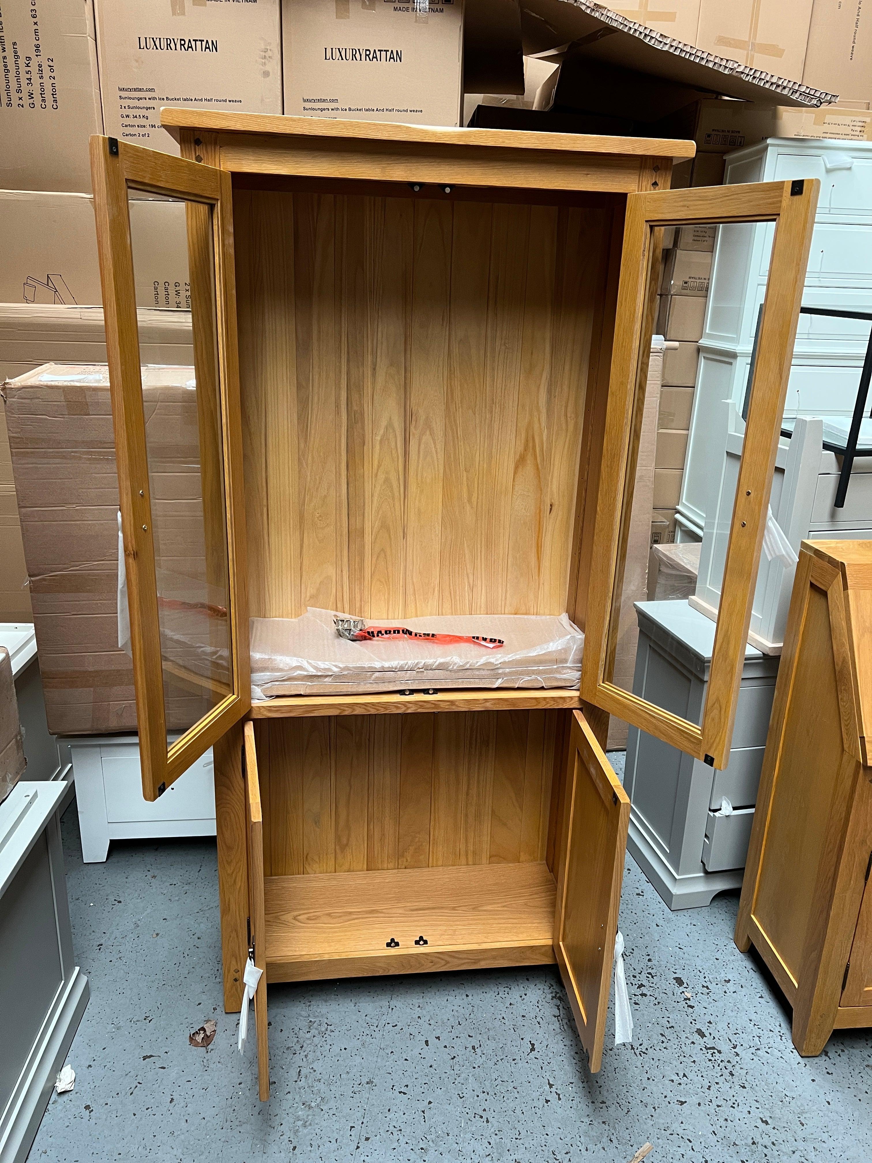 Oakland Rustic Oak Display Cabinet Quality Furniture Clearance Ltd
