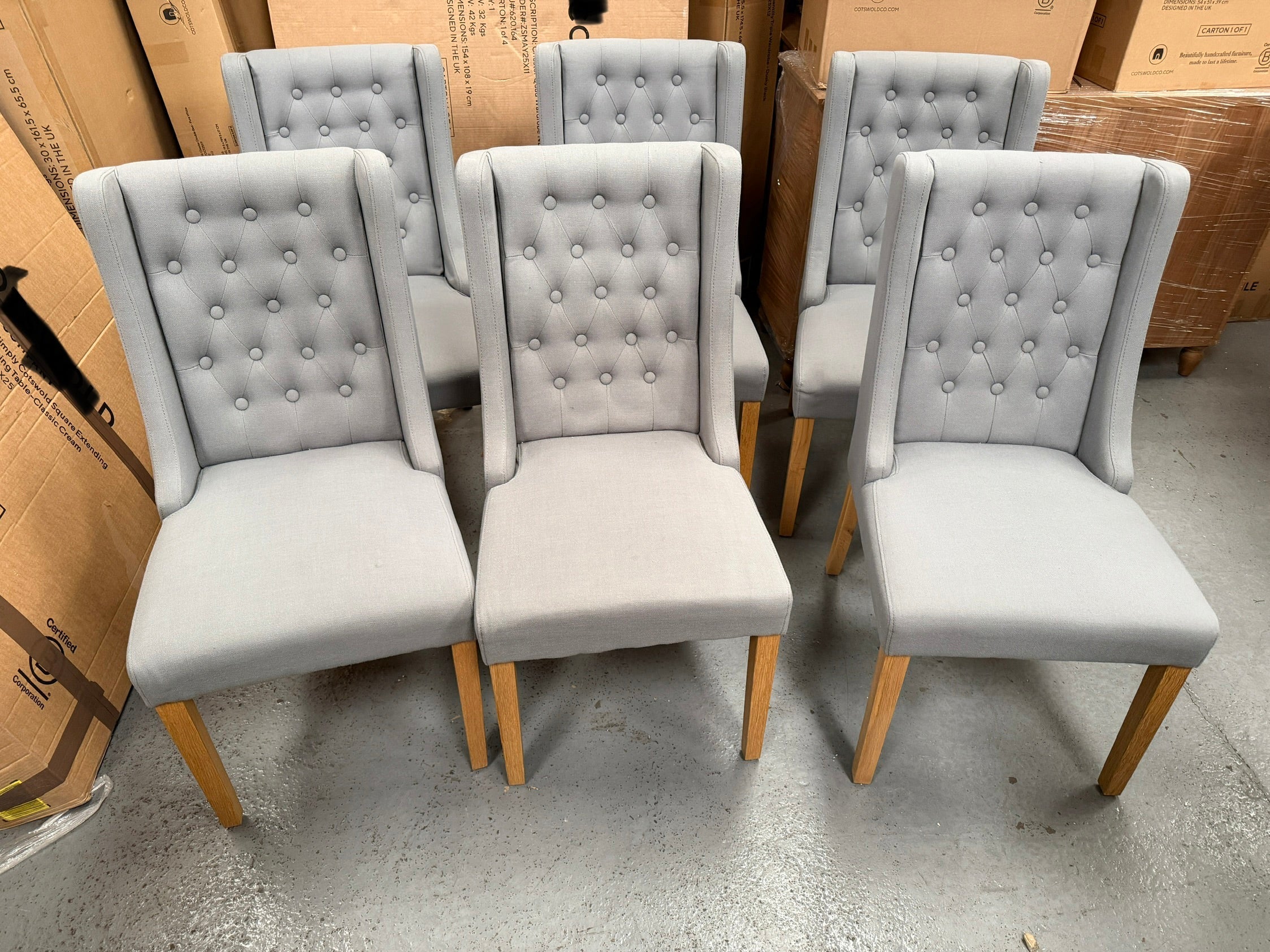 FOXGLOVE
Wing Buttoned Dining Chair Grey - set of 2 Quality Furniture Clearance Ltd