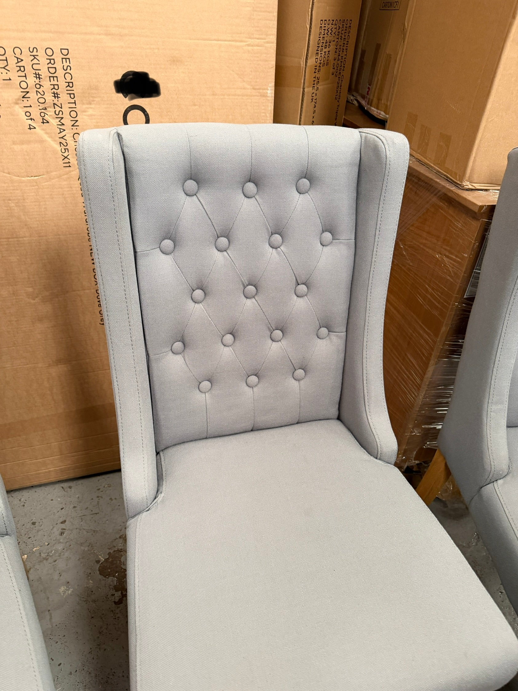 FOXGLOVE
Wing Buttoned Dining Chair Grey - set of 2 Quality Furniture Clearance Ltd