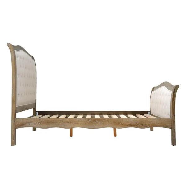 CAMILLE LIMEWASH OAK Buttoned 6ft Super King Bed Quality Furniture Clearance Ltd