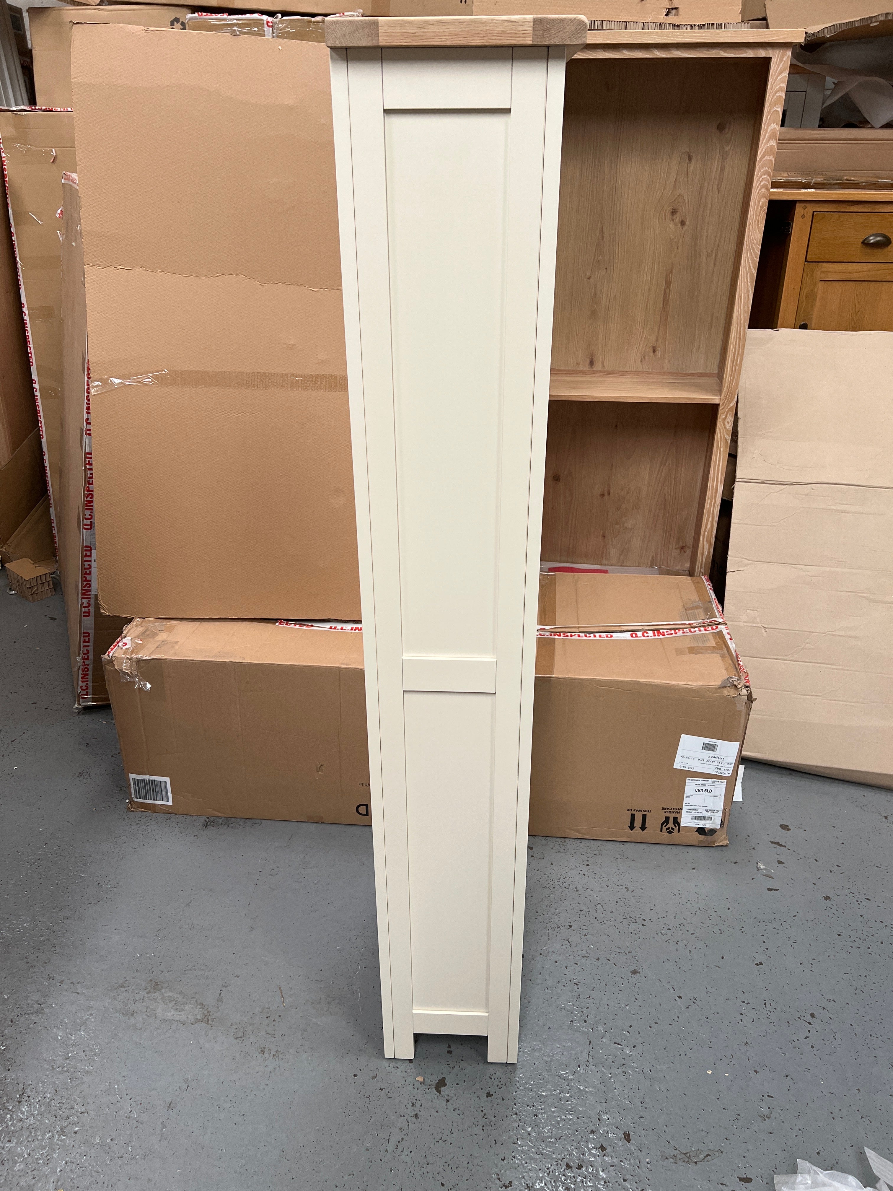 Sussex Cotswold Cream Tall Slim Bookcase Quality Furniture Clearance Ltd