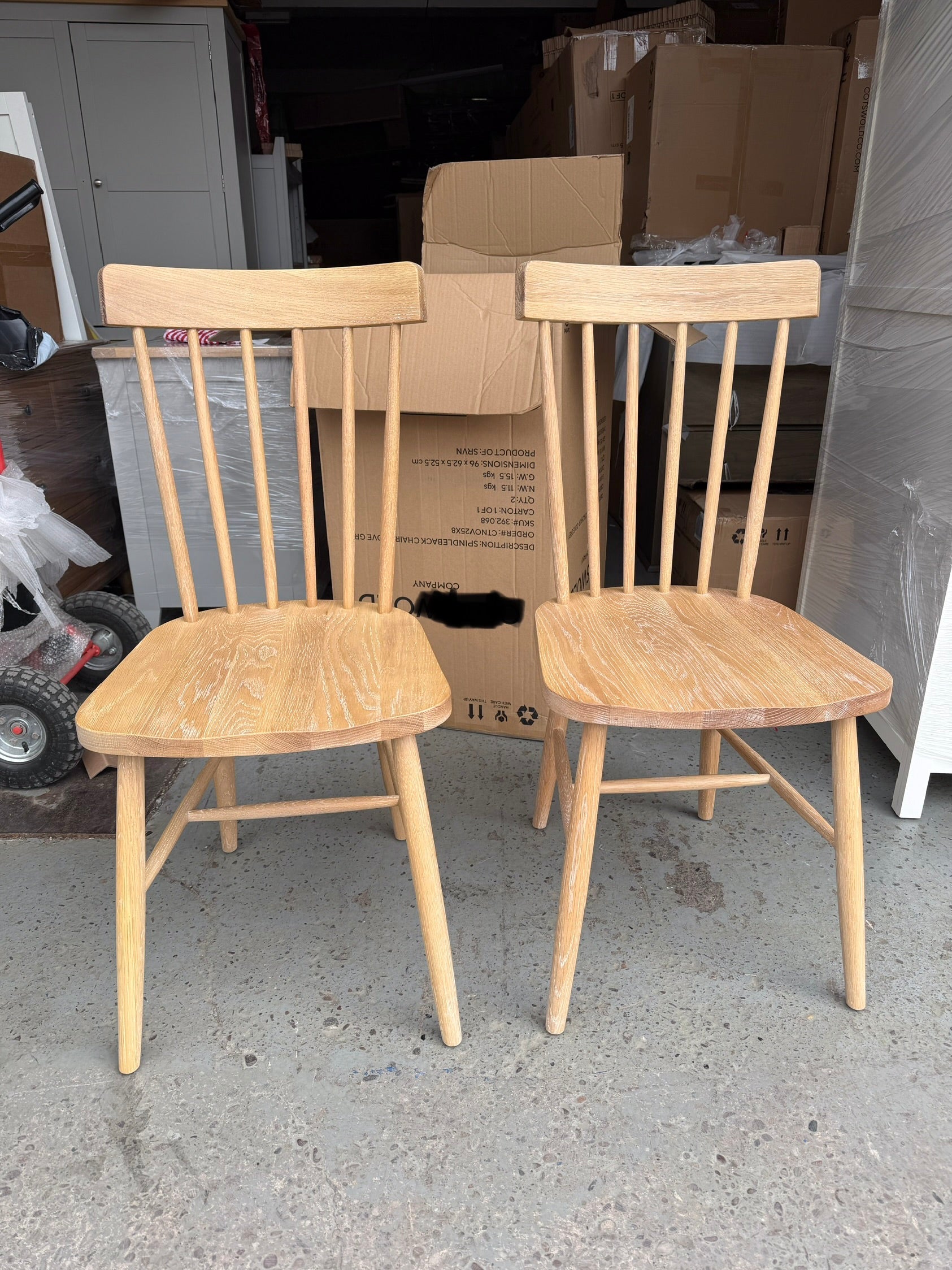 INGLESHAM WHITEWASH OAK Spindleback Chair (Set of two) Quality Furniture Clearance Ltd