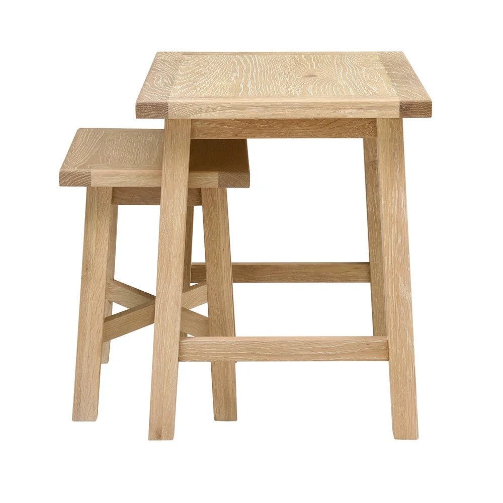 INGLESHAM WHITEWASH OAK Nest of 2 Tables Quality Furniture Clearance Ltd