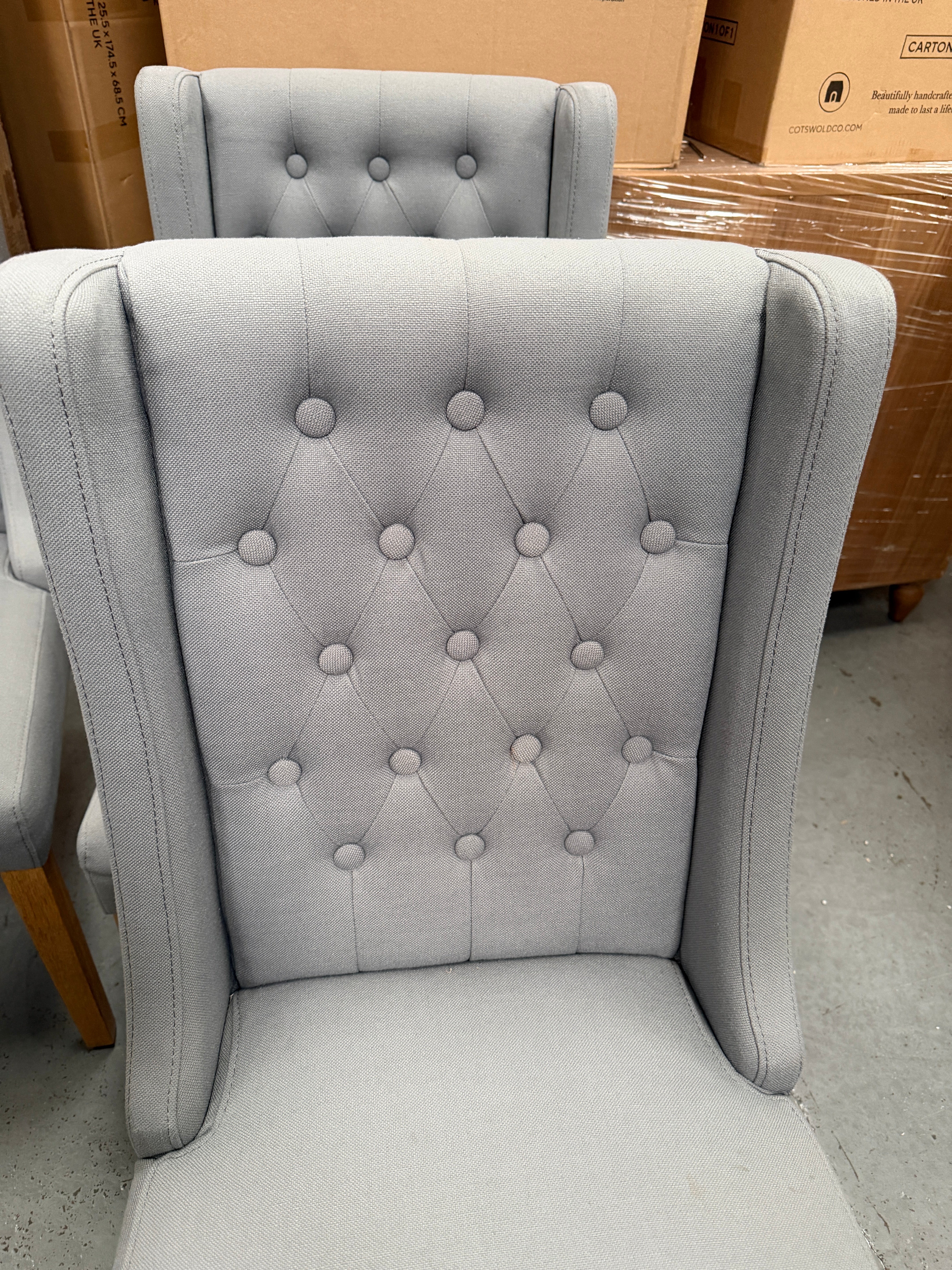 FOXGLOVE
Wing Buttoned Dining Chair Grey - set of 2 Quality Furniture Clearance Ltd