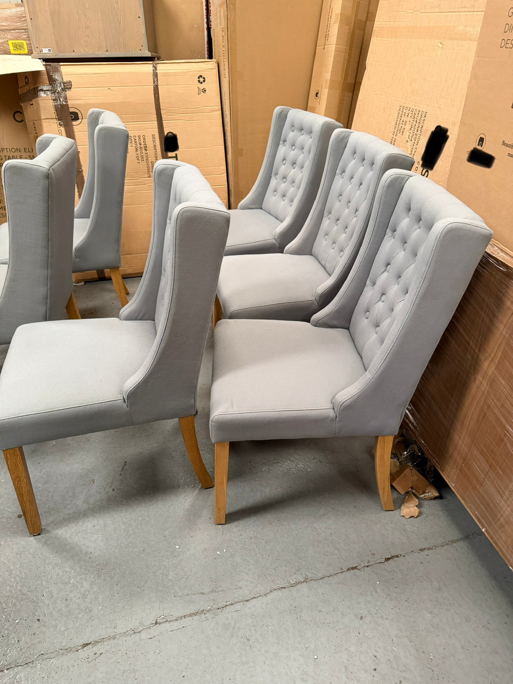 FOXGLOVE
Wing Buttoned Dining Chair Grey - set of 2 Quality Furniture Clearance Ltd