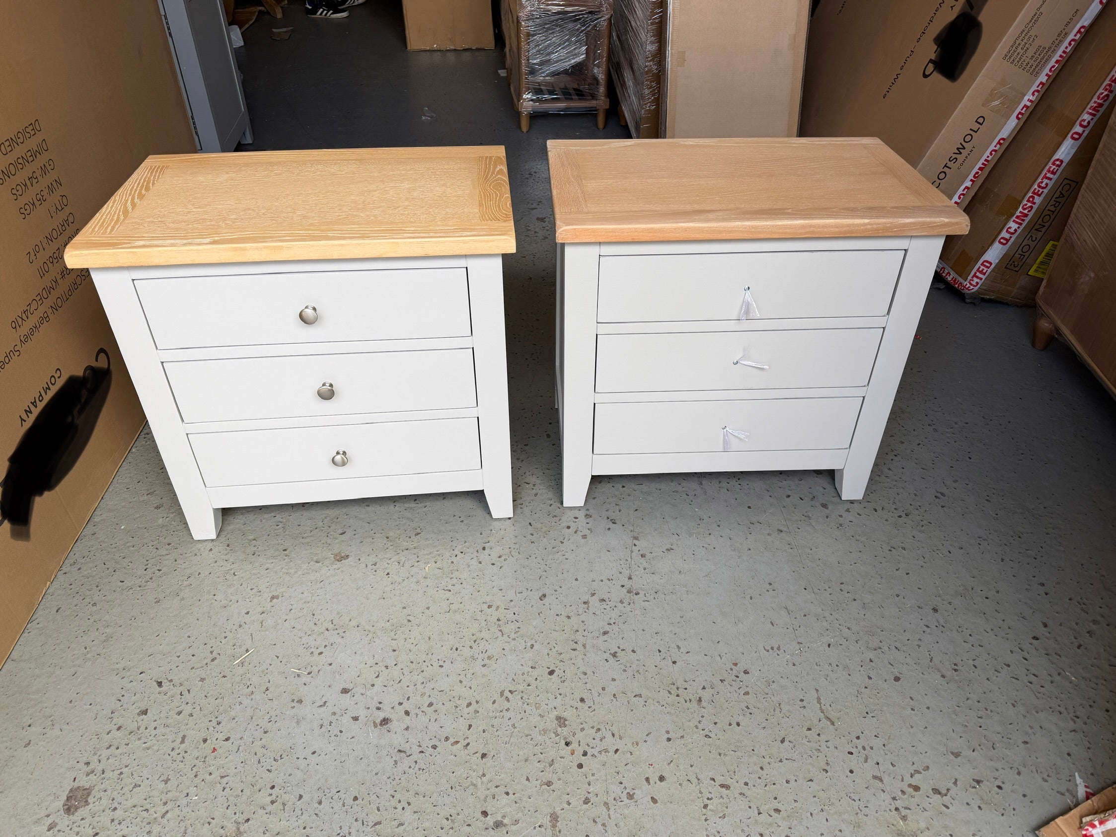 Chester Dove Grey Set of 2 Jumbo Bedside Tables. furniture delivered