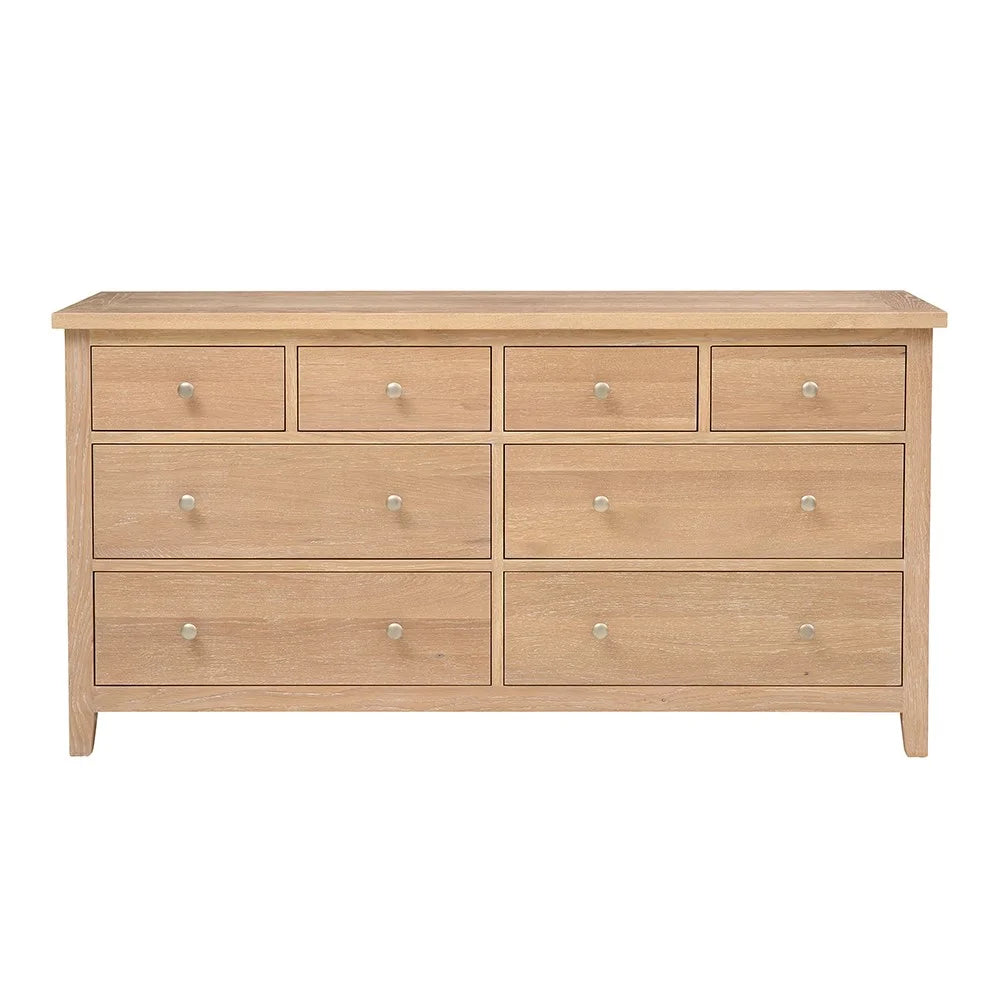 INGLESHAM WHITEWASH OAK
8 Drawer Wide Chest Quality Furniture Clearance Ltd