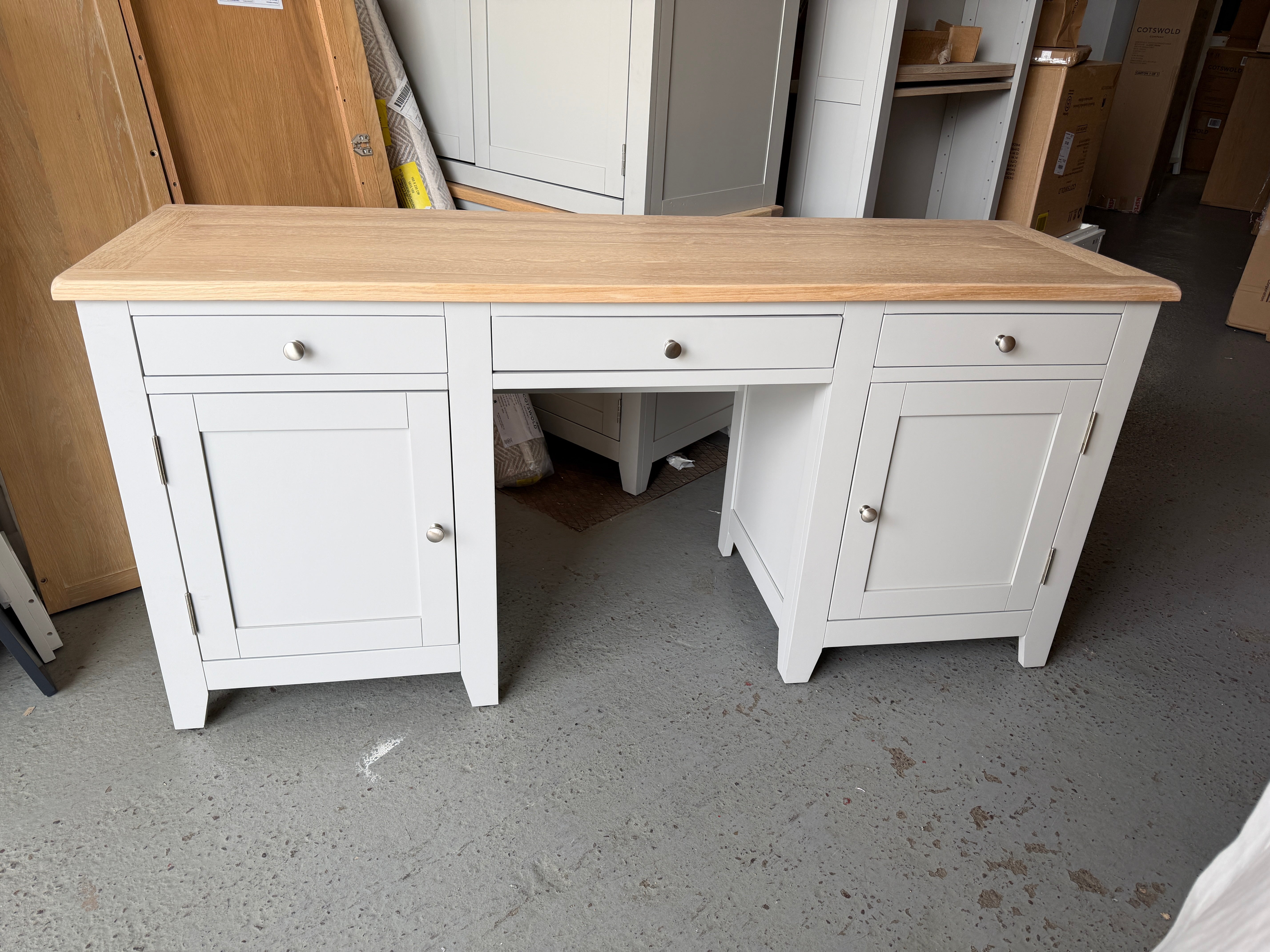 CHESTER DOVE GREY Double Pedestal Desk Quality Furniture Clearance Ltd