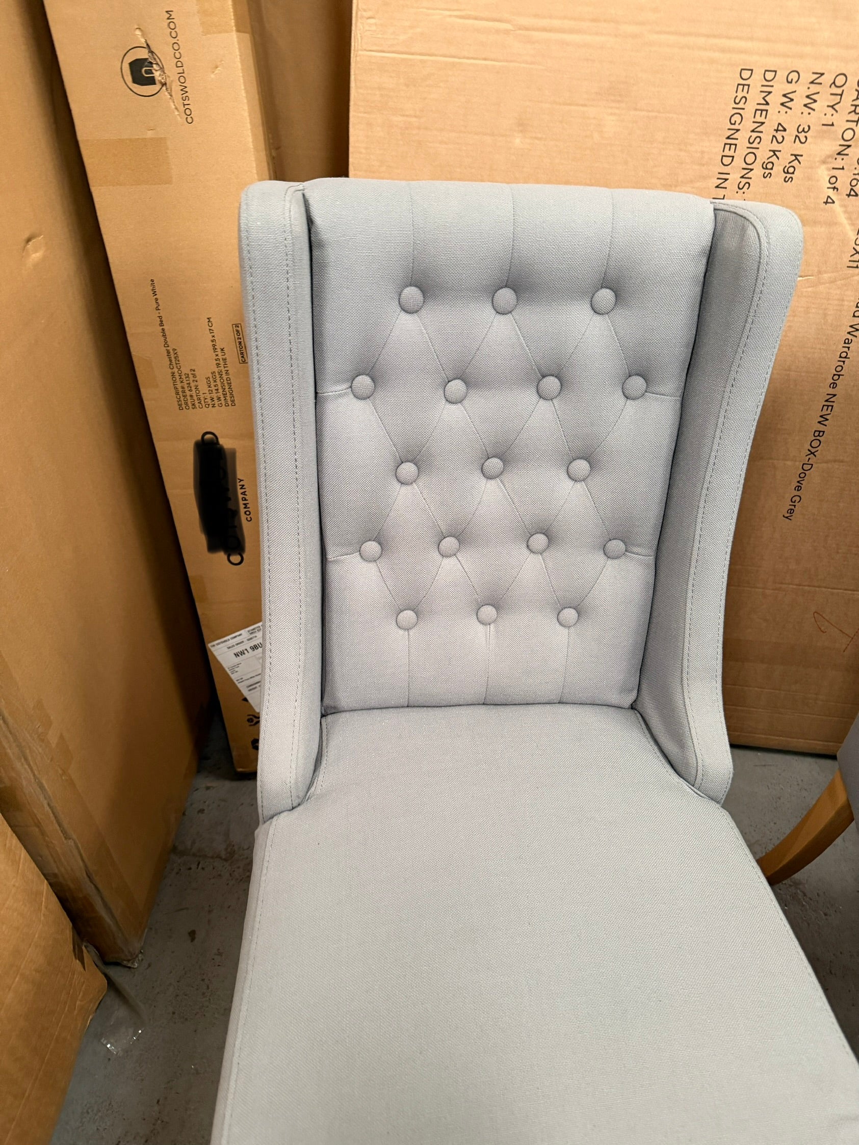 FOXGLOVE
Wing Buttoned Dining Chair Grey - set of 2 Quality Furniture Clearance Ltd