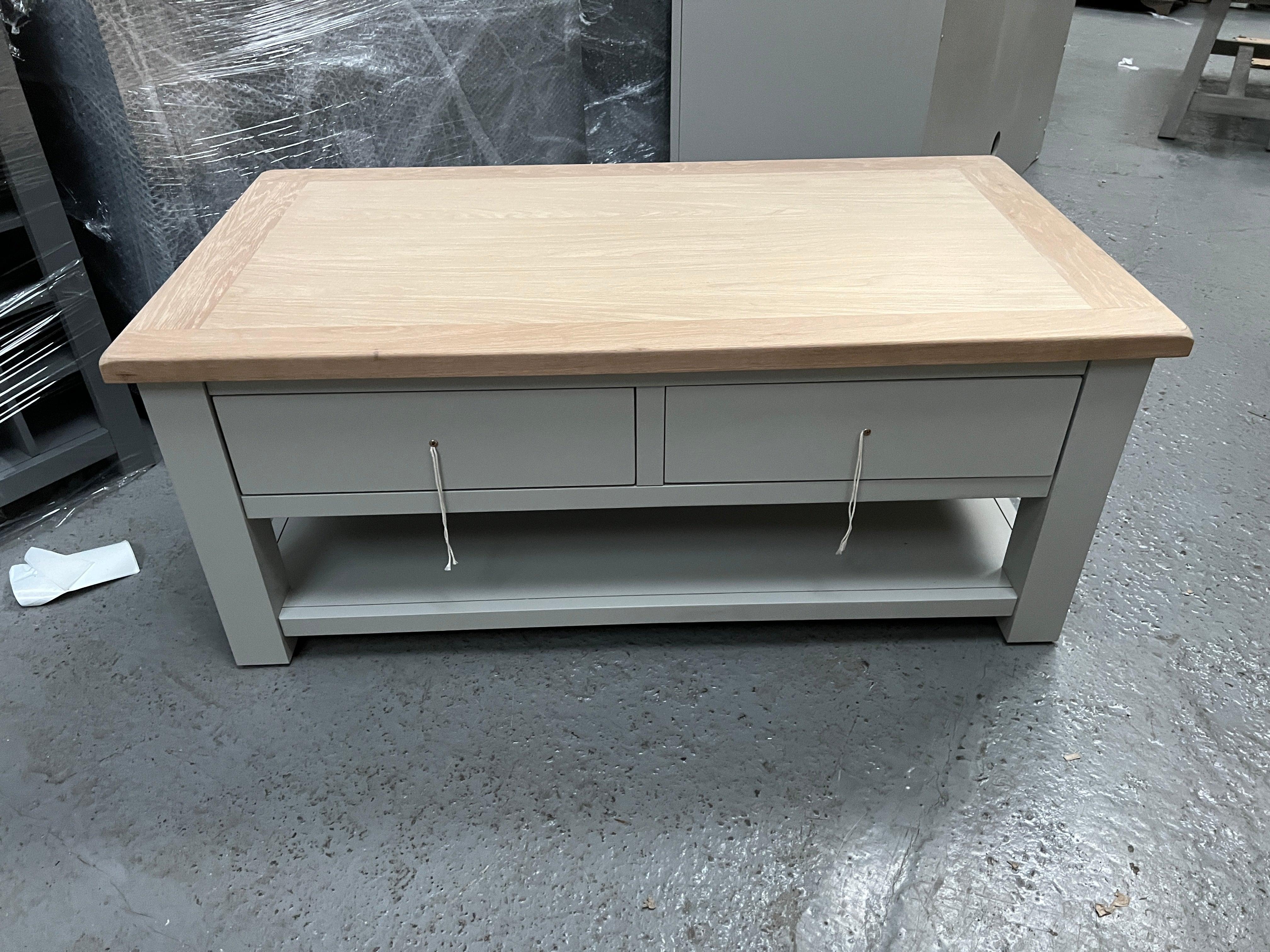 Dove Grey Coffee Table with Drawers furniture delivered 