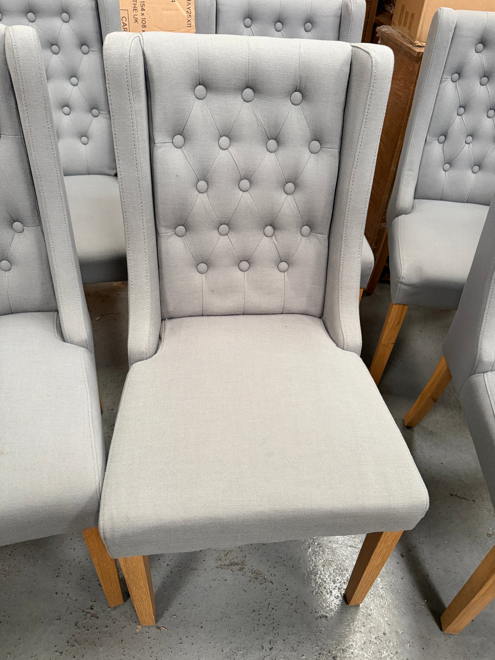 FOXGLOVE
Wing Buttoned Dining Chair Grey - set of 2 Quality Furniture Clearance Ltd