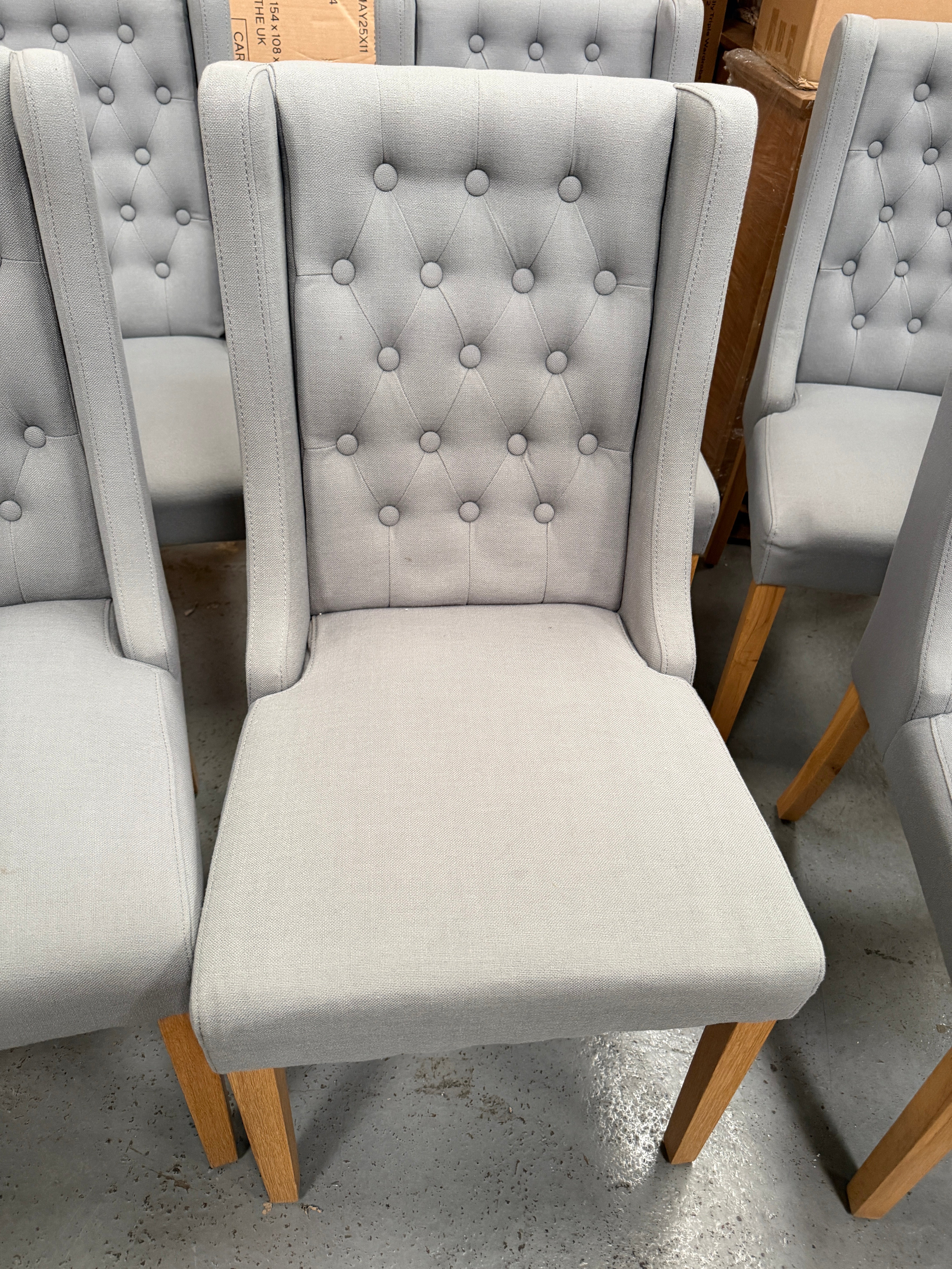 FOXGLOVE
Wing Buttoned Dining Chair Grey - set of 2 Quality Furniture Clearance Ltd
