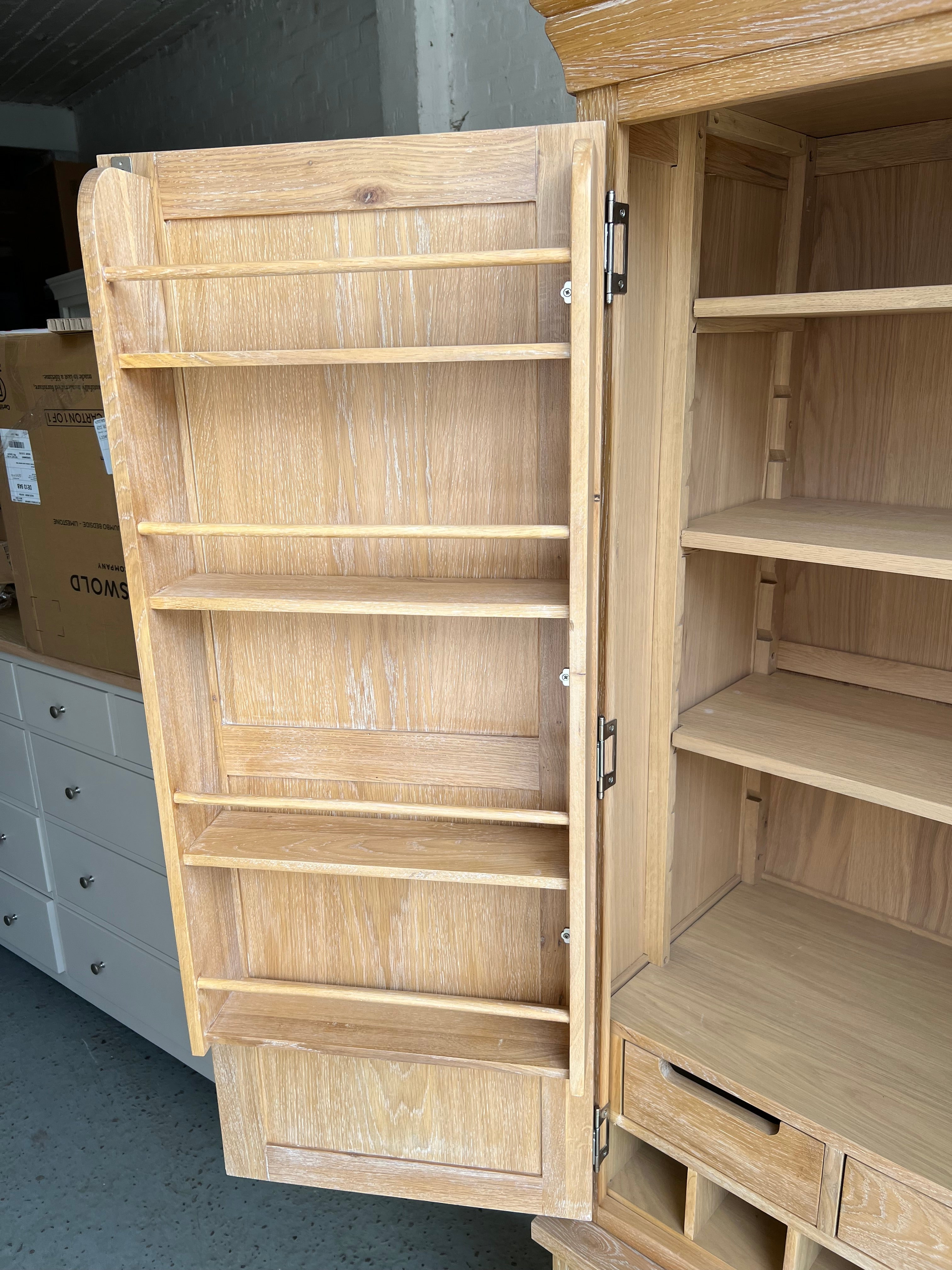 INGLESHAM WHITEWASH OAK Double Larder Quality Furniture Clearance Ltd