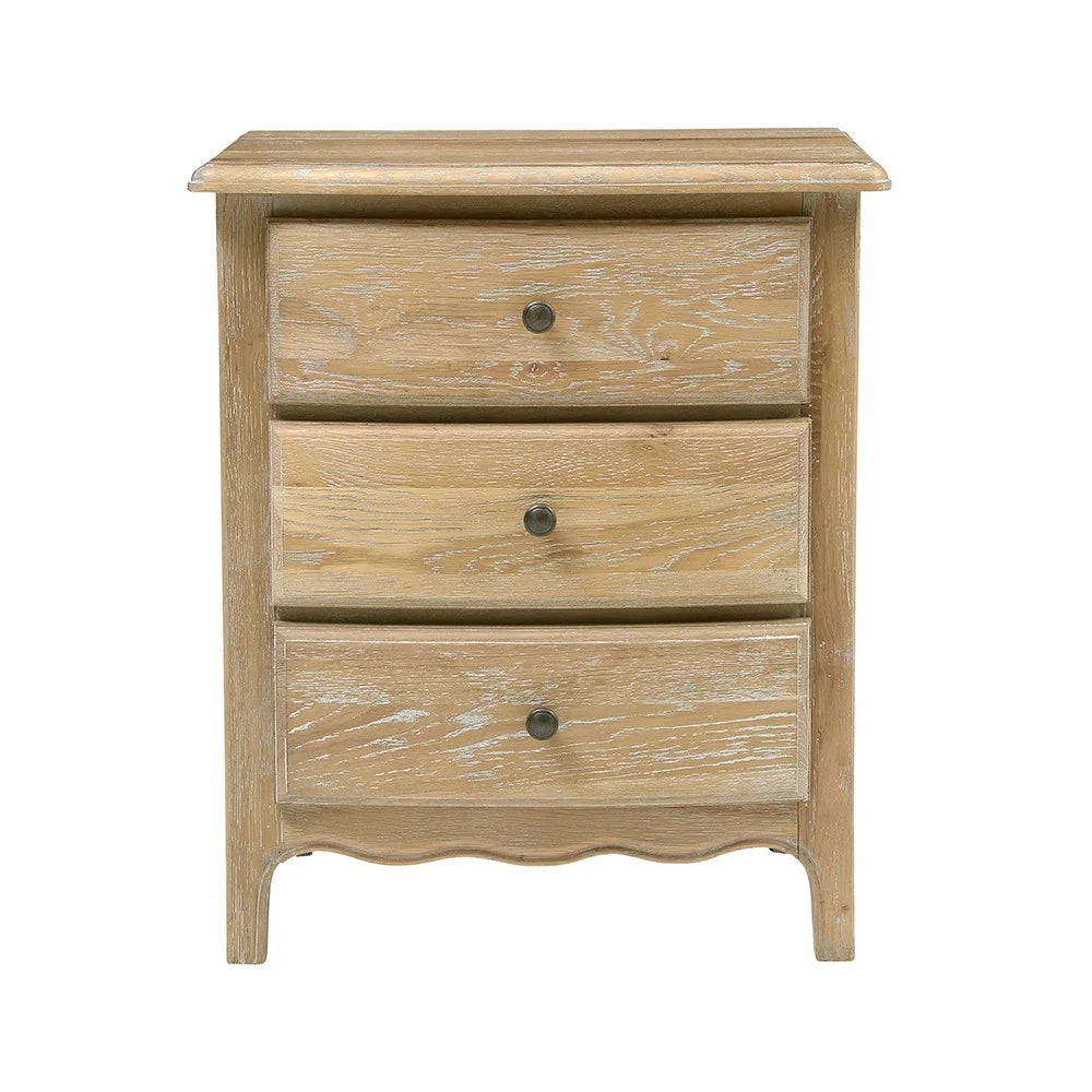 Limewash Oak 3 Drawer Bedside Tables - set of 2 furniture delivered