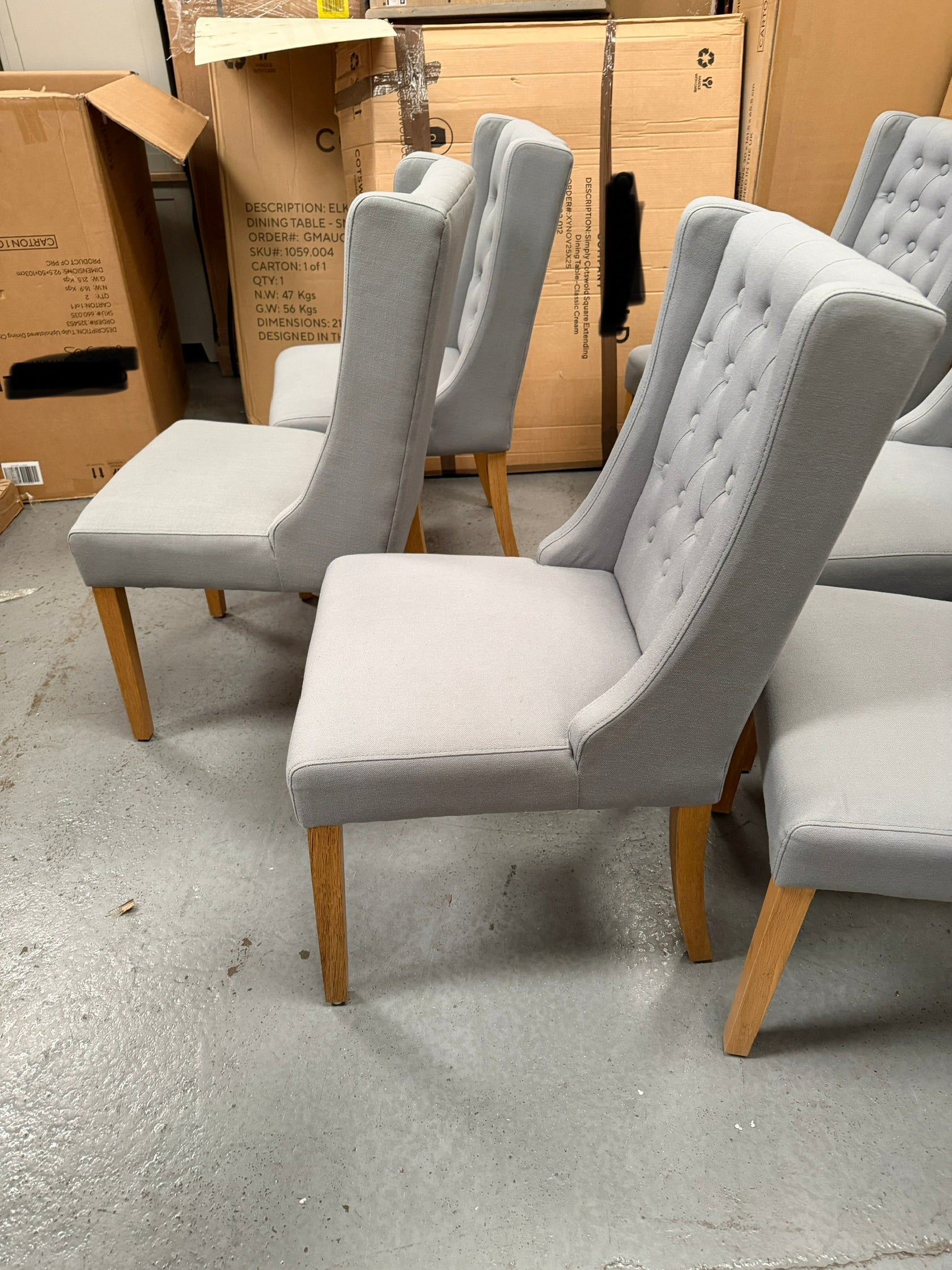 FOXGLOVE
Wing Buttoned Dining Chair Grey - set of 2 Quality Furniture Clearance Ltd