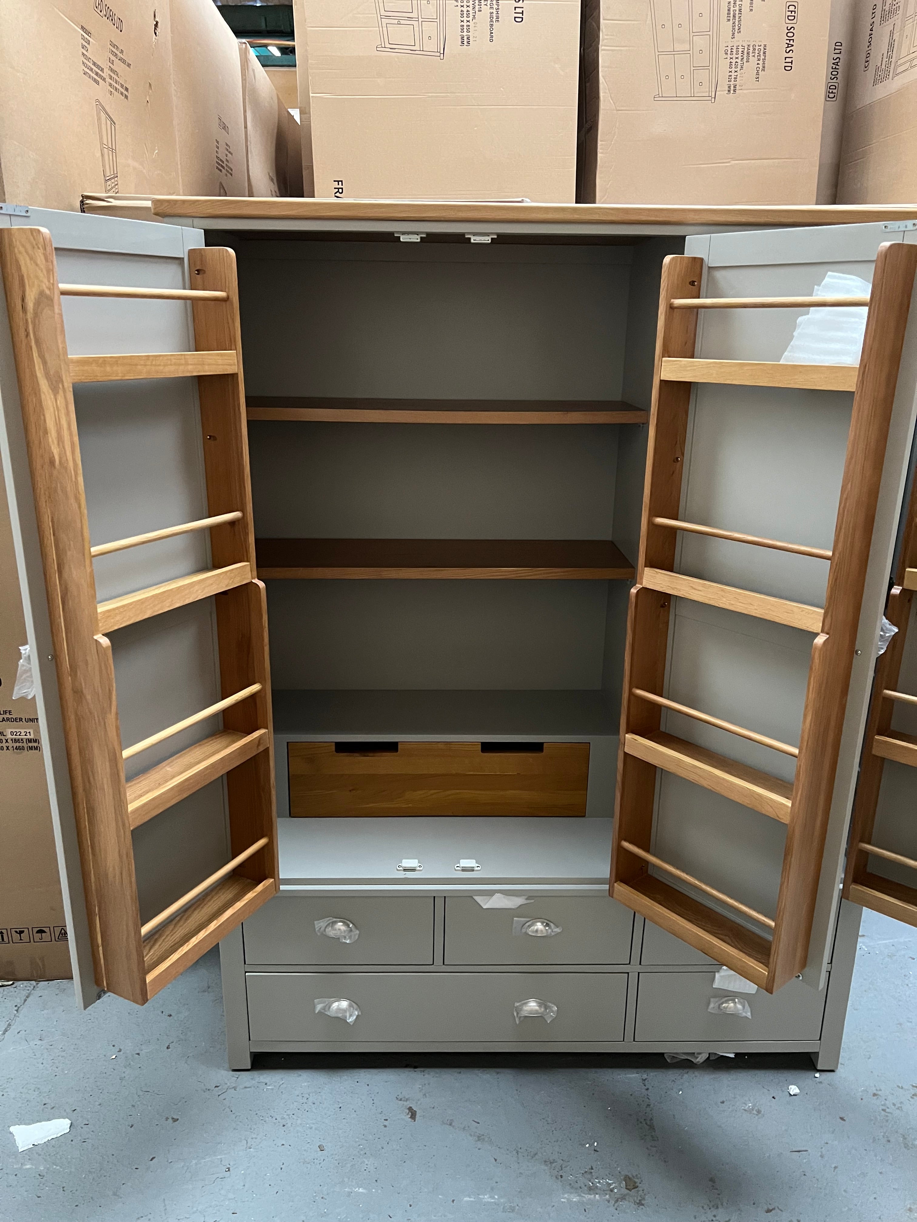 Hampshire ‘Country Life’ Triple Larder - Grey Quality Furniture Clearance Ltd