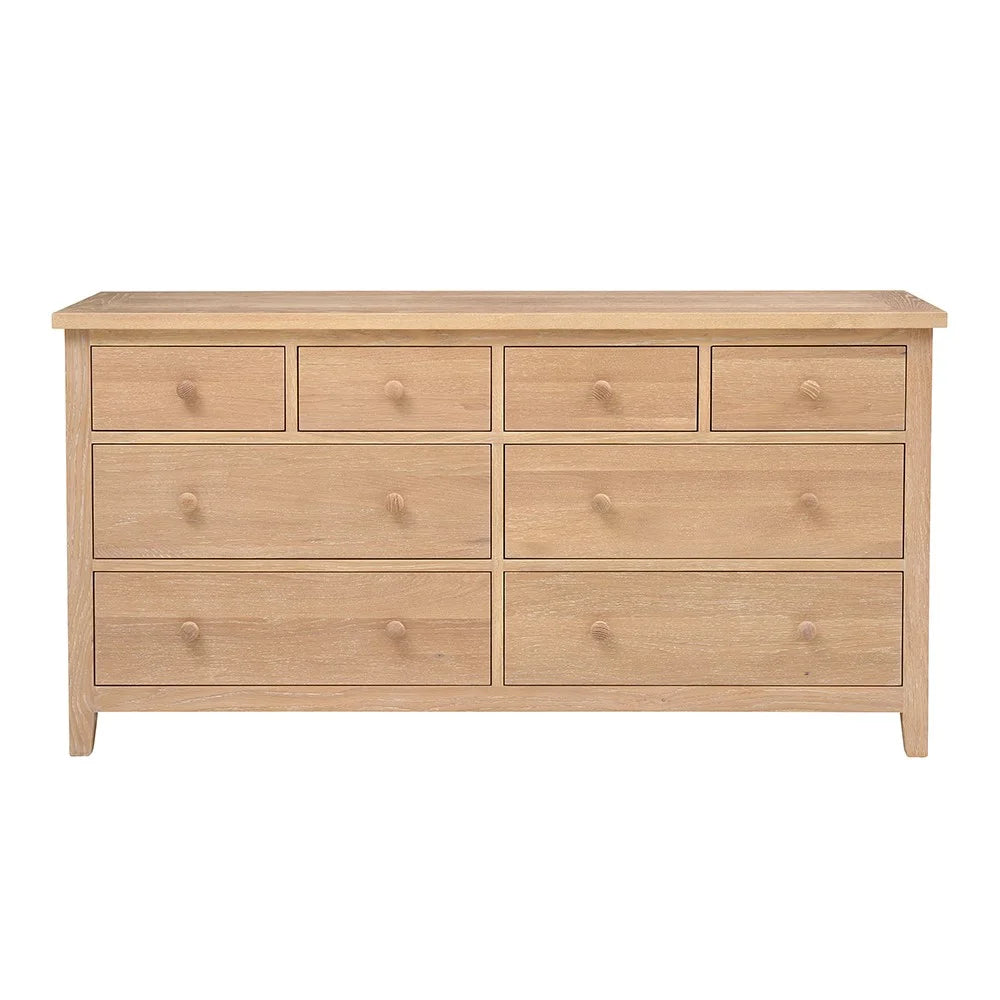 INGLESHAM WHITEWASH OAK
8 Drawer Wide Chest Quality Furniture Clearance Ltd