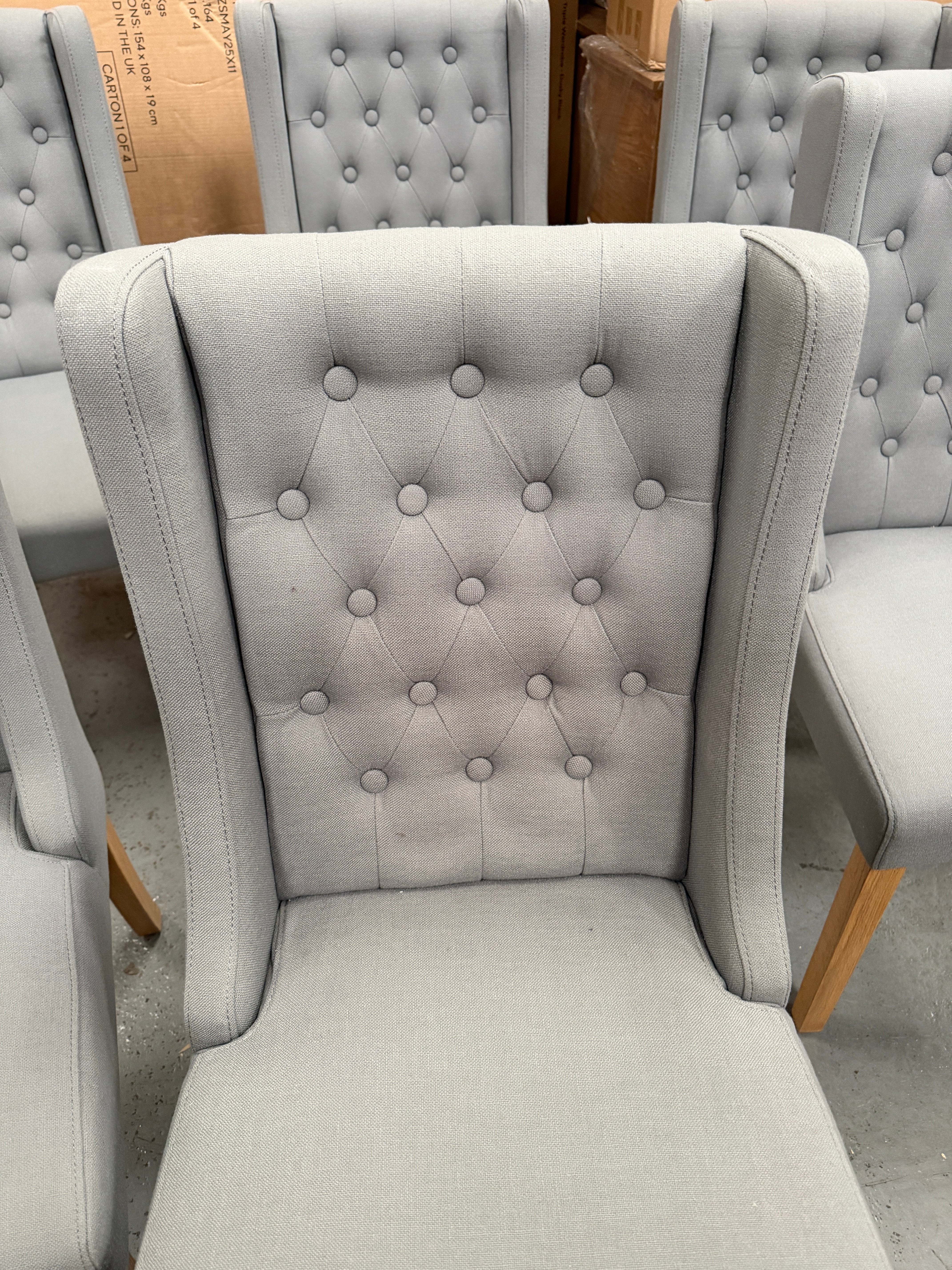 FOXGLOVE
Wing Buttoned Dining Chair Grey - set of 2 Quality Furniture Clearance Ltd