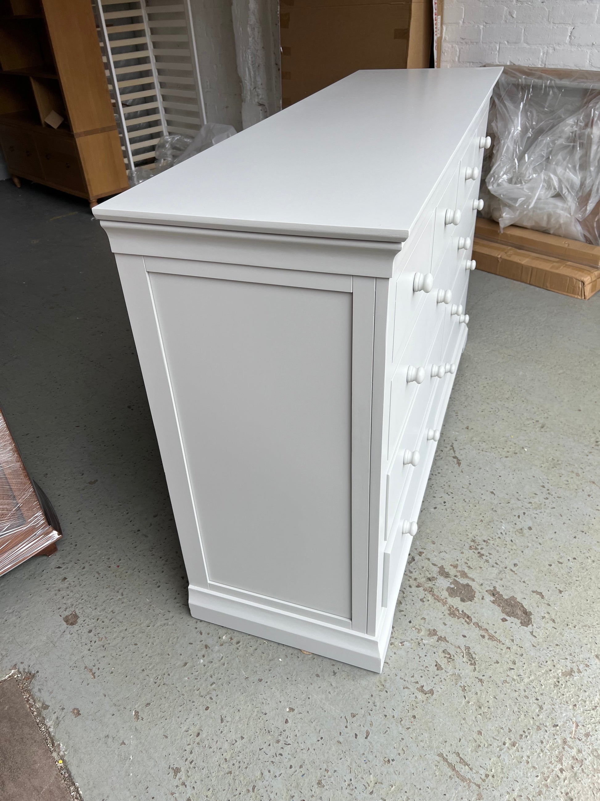 Chantilly Pebble Grey 10 Drawer Chest Quality Furniture Clearance Ltd
