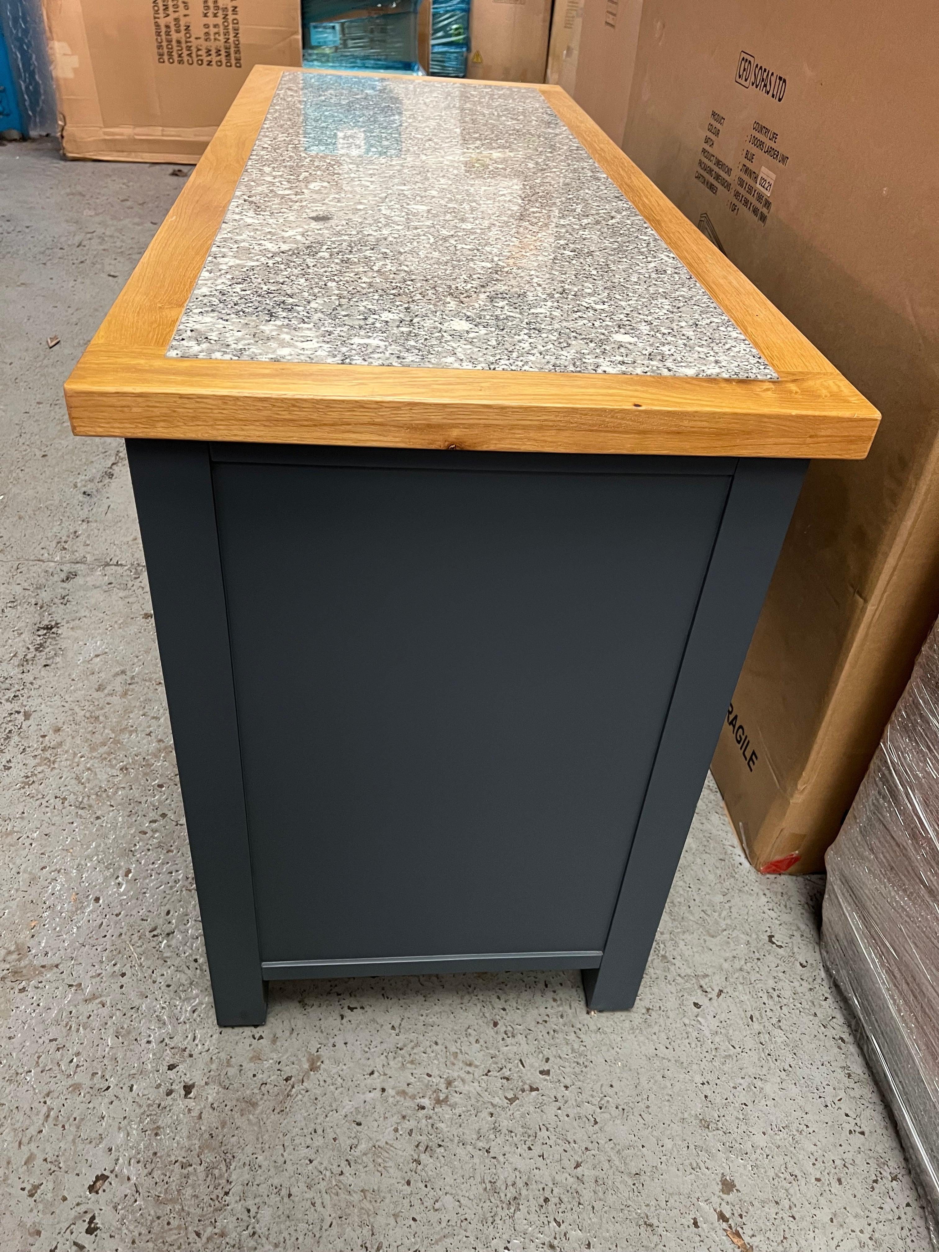 Hampshire ‘Country Life’ kitchen Island With Wine Rack - Blue Quality Furniture Clearance Ltd
