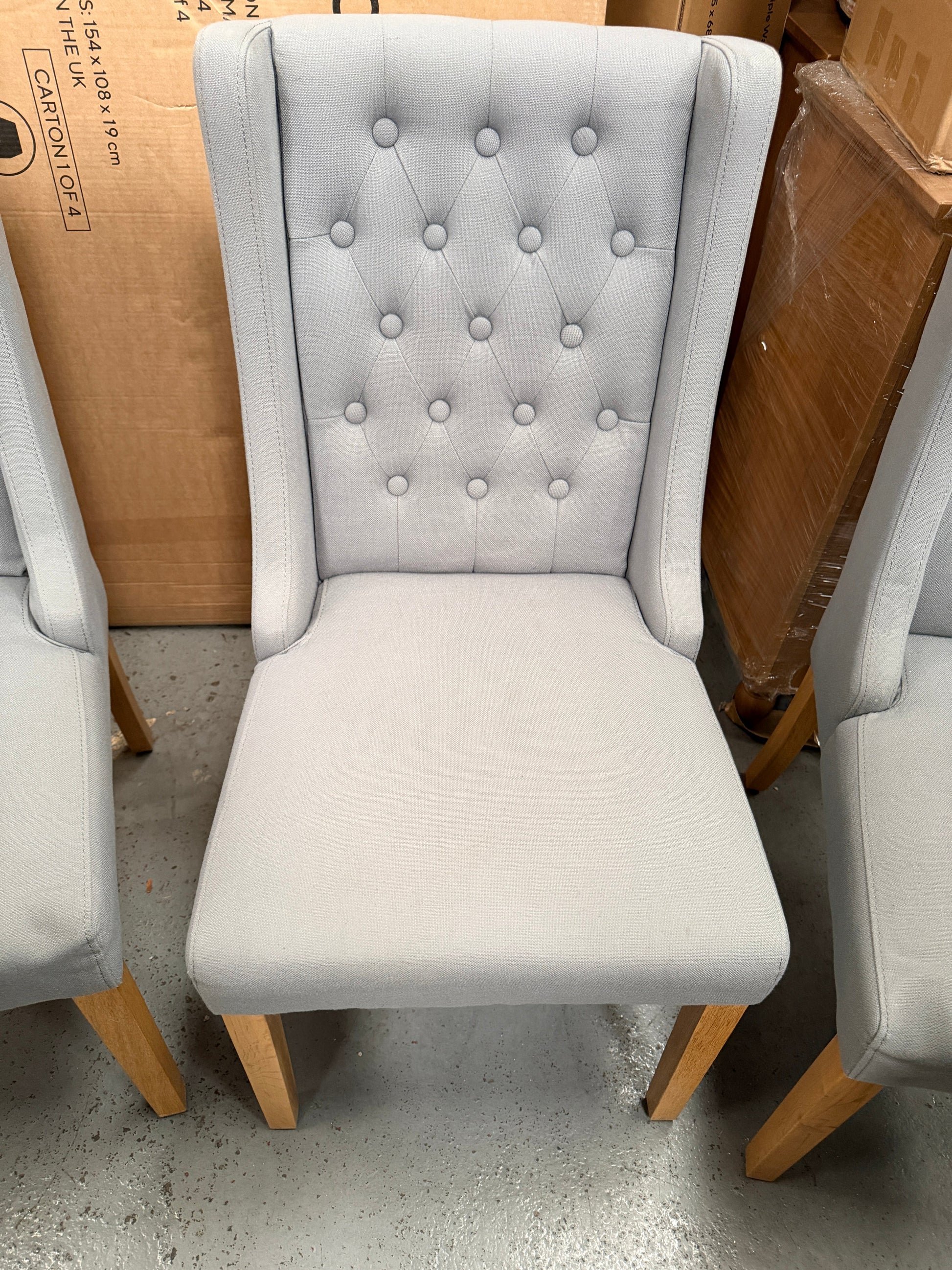FOXGLOVE
Wing Buttoned Dining Chair Grey - set of 2 Quality Furniture Clearance Ltd