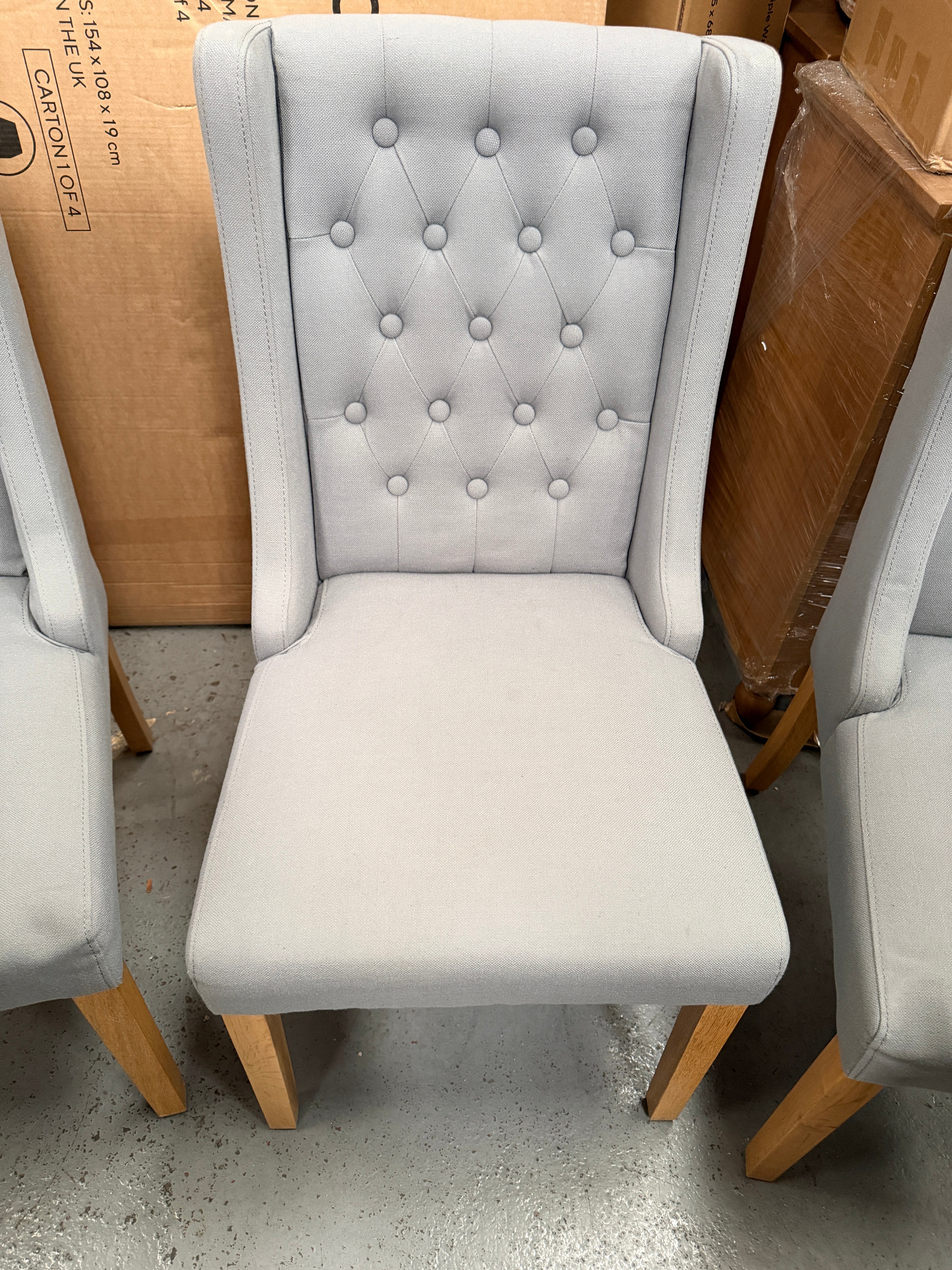 FOXGLOVE
Wing Buttoned Dining Chair Grey - set of 2 Quality Furniture Clearance Ltd