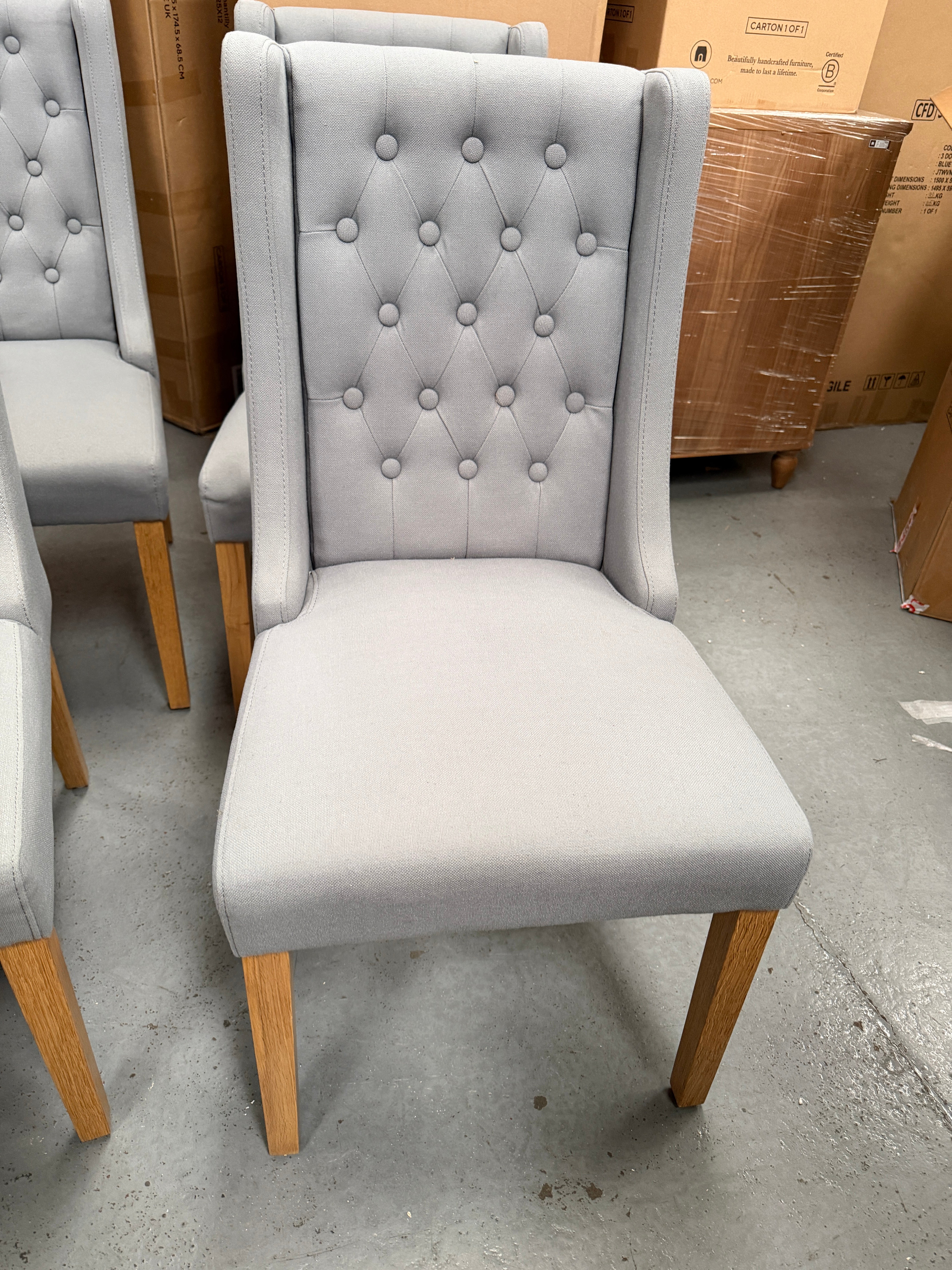 FOXGLOVE
Wing Buttoned Dining Chair Grey - set of 2 Quality Furniture Clearance Ltd