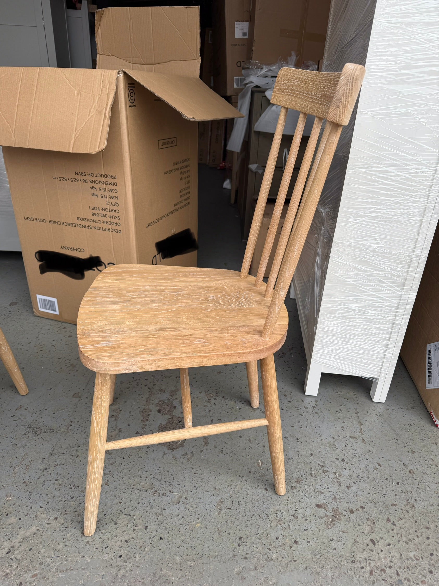 INGLESHAM WHITEWASH OAK Spindleback Chair (Set of two) Quality Furniture Clearance Ltd