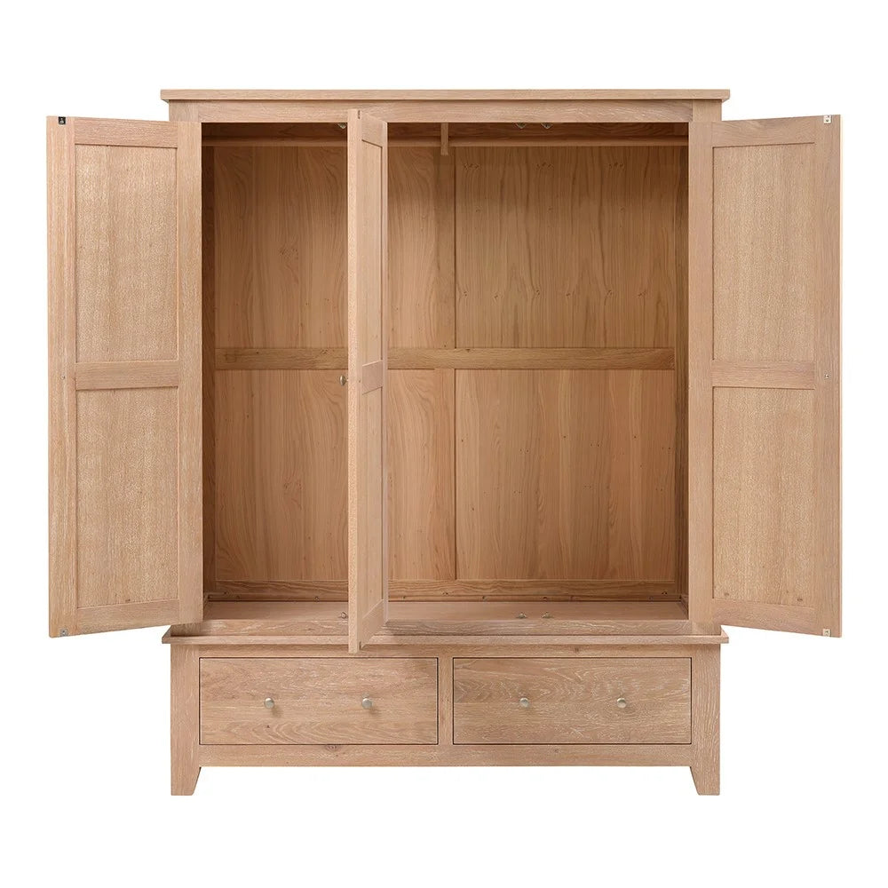 INGLESHAM WHITEWASH OAK Triple Wardrobe Quality Furniture Clearance Ltd
