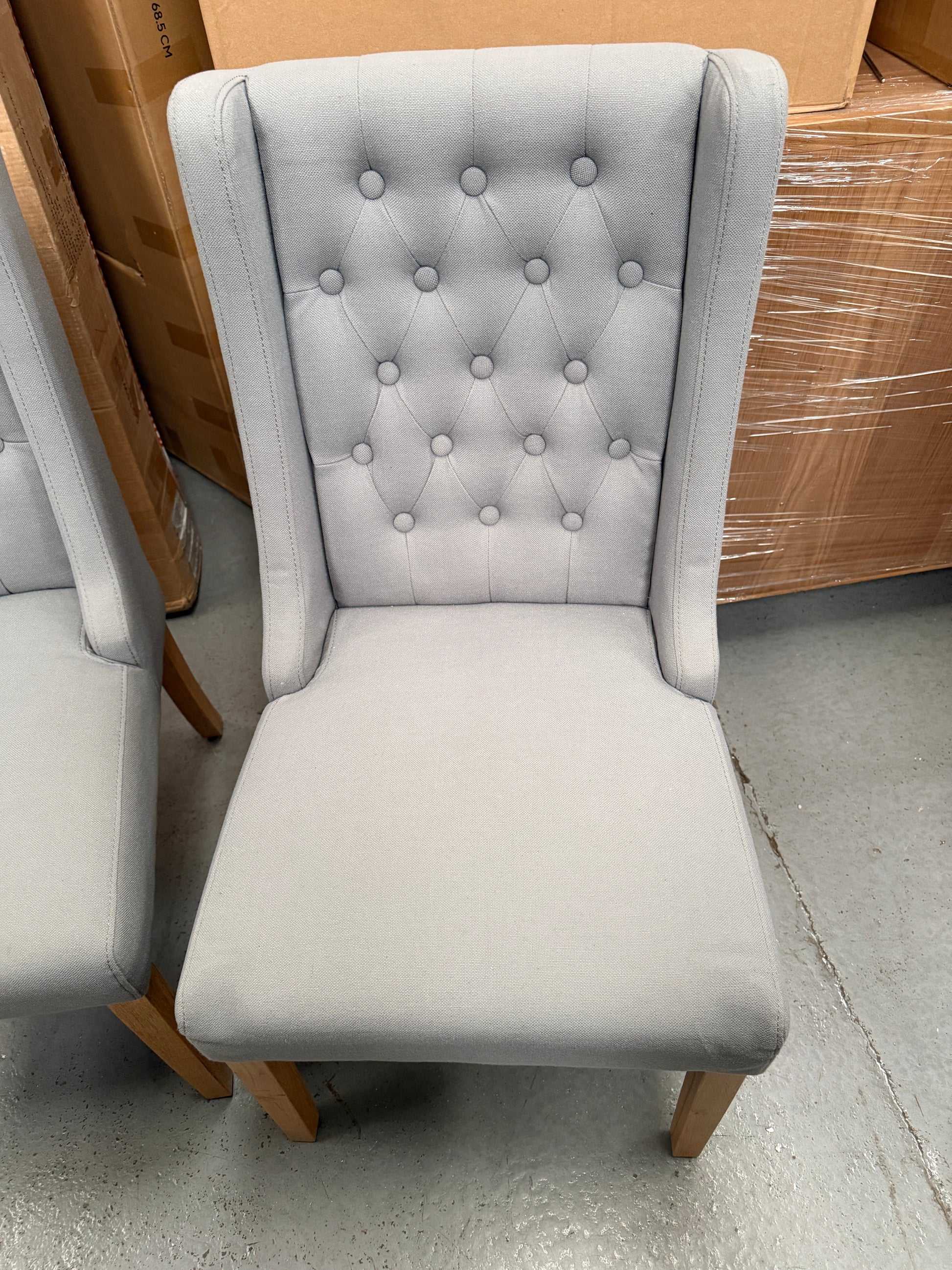 FOXGLOVE
Wing Buttoned Dining Chair Grey - set of 2 Quality Furniture Clearance Ltd