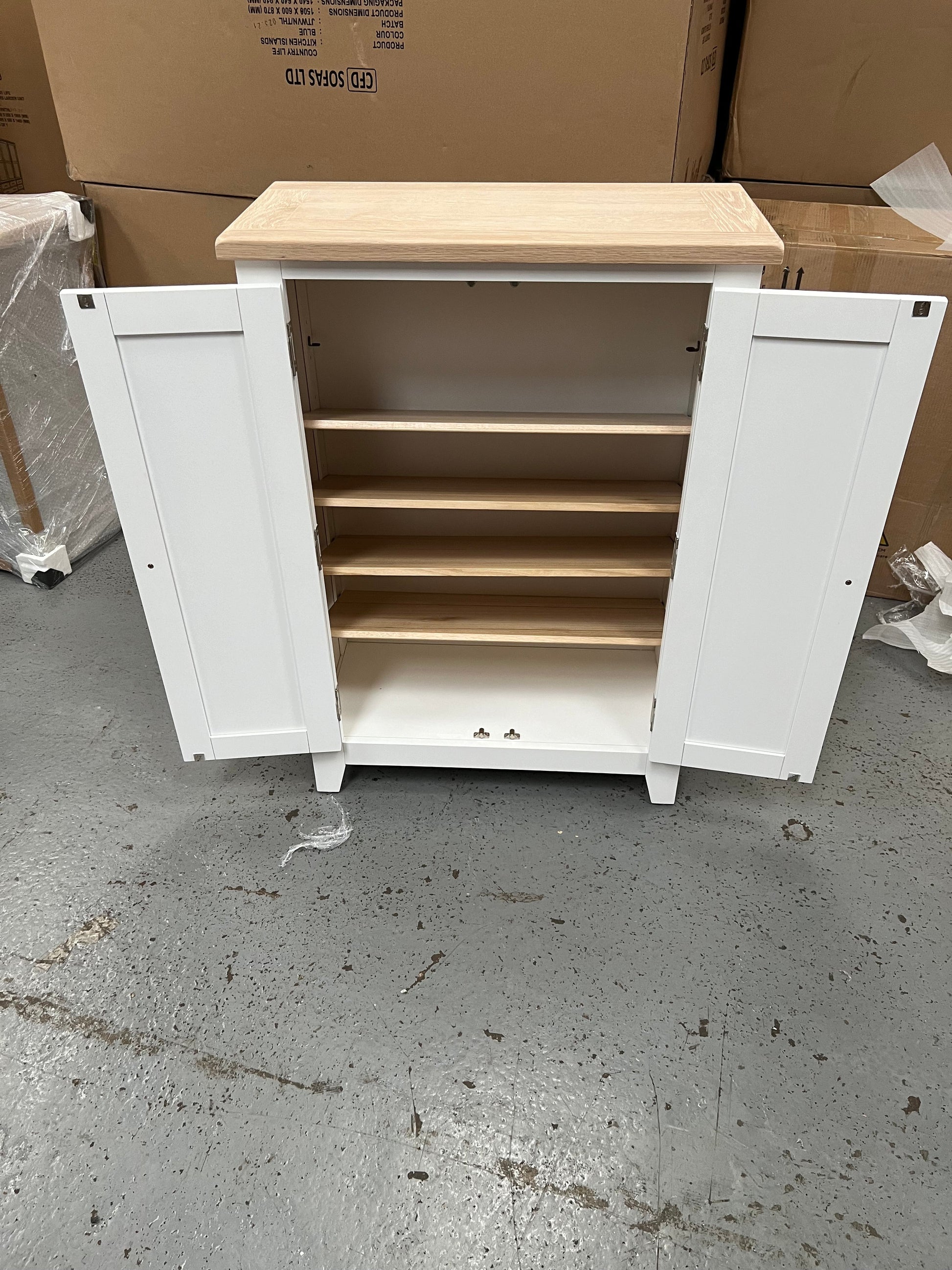 CHESTER PURE WHITE Large Shoe Cupboard Quality Furniture Clearance Ltd