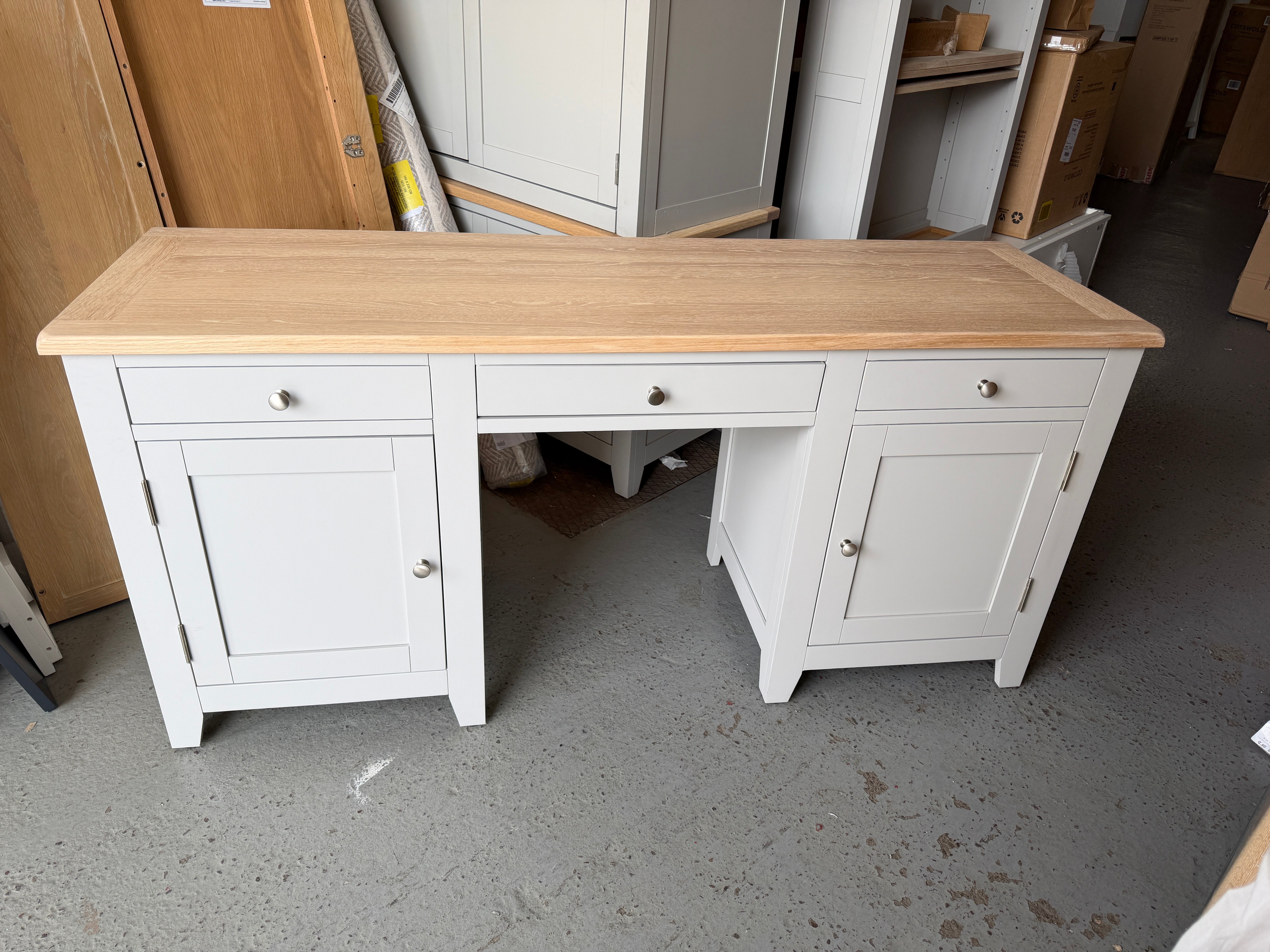 CHESTER DOVE GREY Double Pedestal Desk Quality Furniture Clearance Ltd