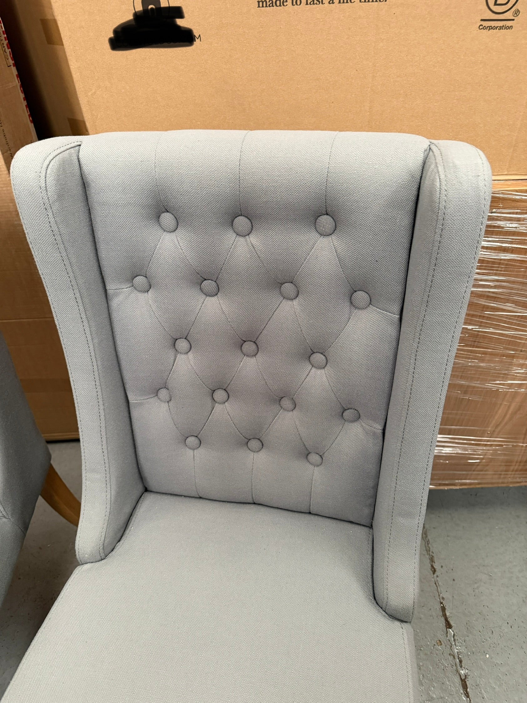 FOXGLOVE
Wing Buttoned Dining Chair Grey - set of 2 Quality Furniture Clearance Ltd
