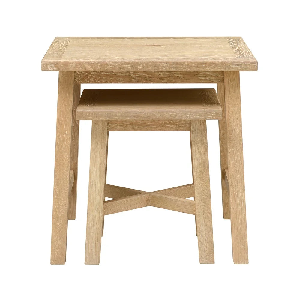 INGLESHAM WHITEWASH OAK Nest of 2 Tables Quality Furniture Clearance Ltd