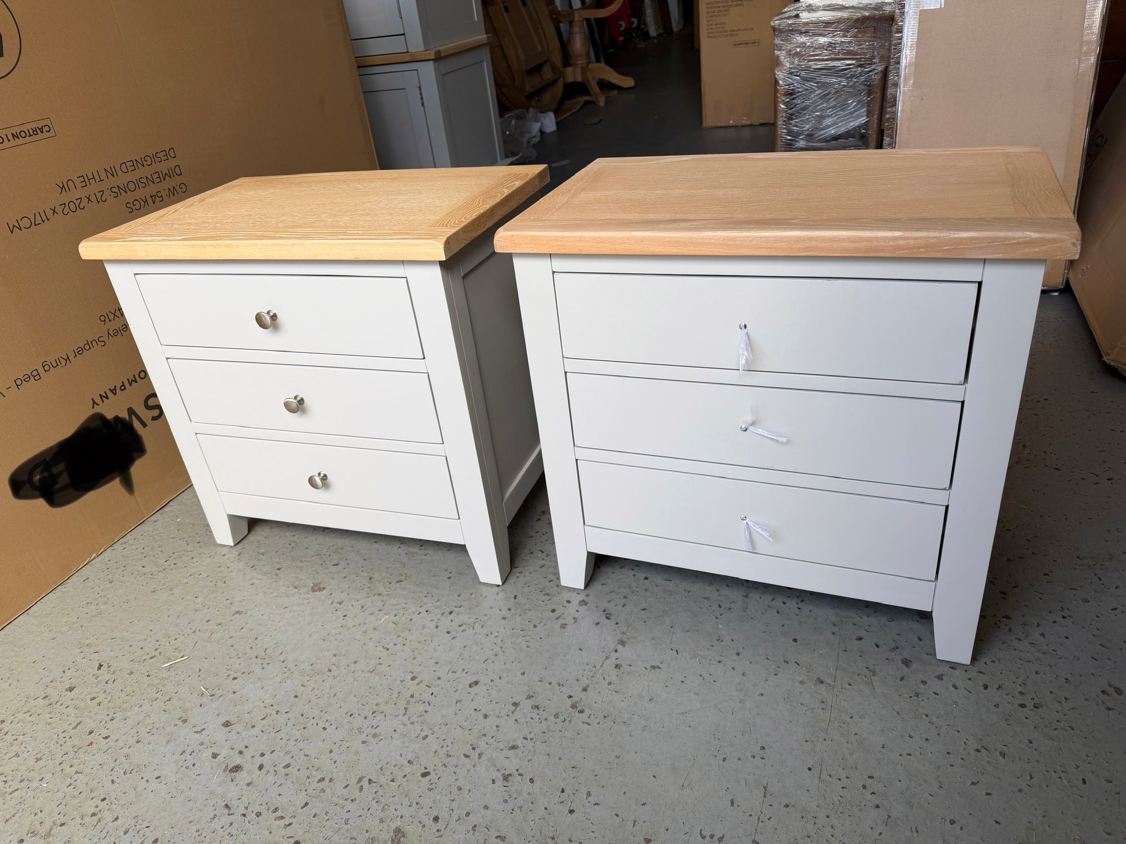 Chester Dove Grey Set of 2 Jumbo Bedside Tables. furniture delivered
