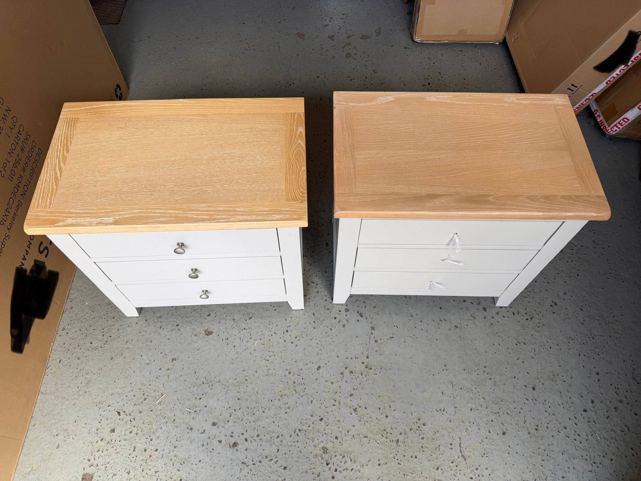 Chester Dove Grey Set of 2 Jumbo Bedside Tables. furniture delivered