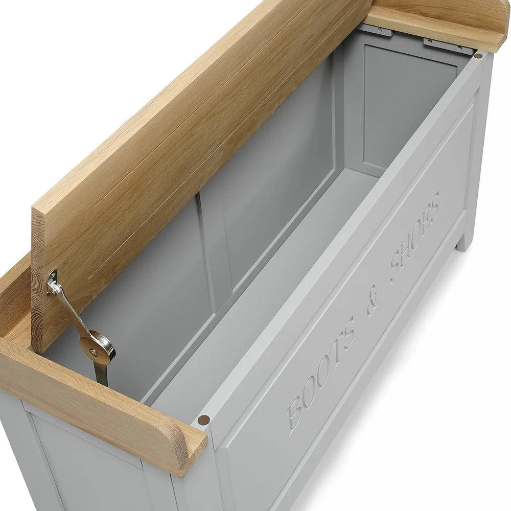 Chester Dove Grey Large Shoe Storage Trunk and Bench furniture delivered