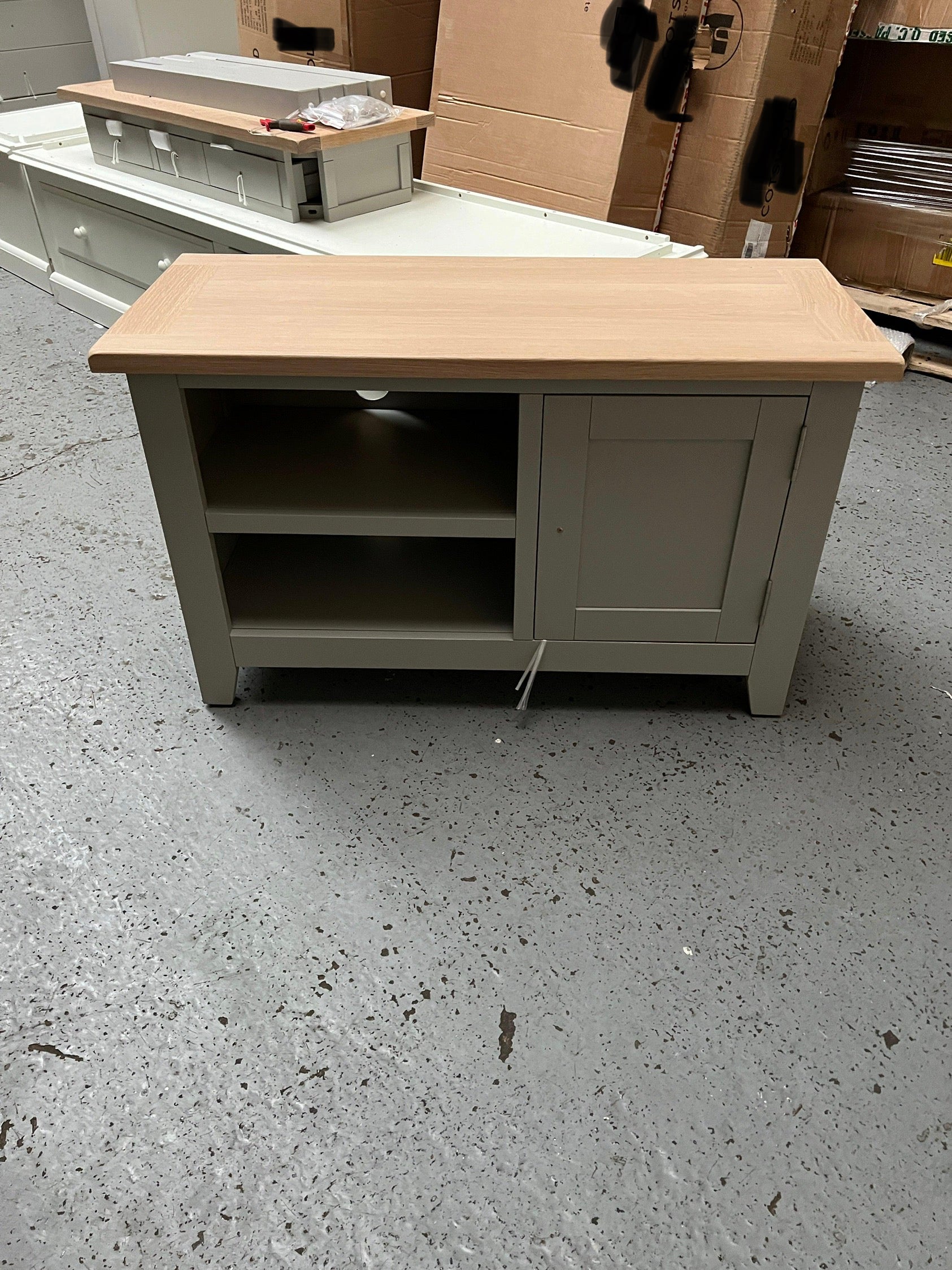 Chester Dove Grey Small TV Stand Quality Furniture Clearance Ltd