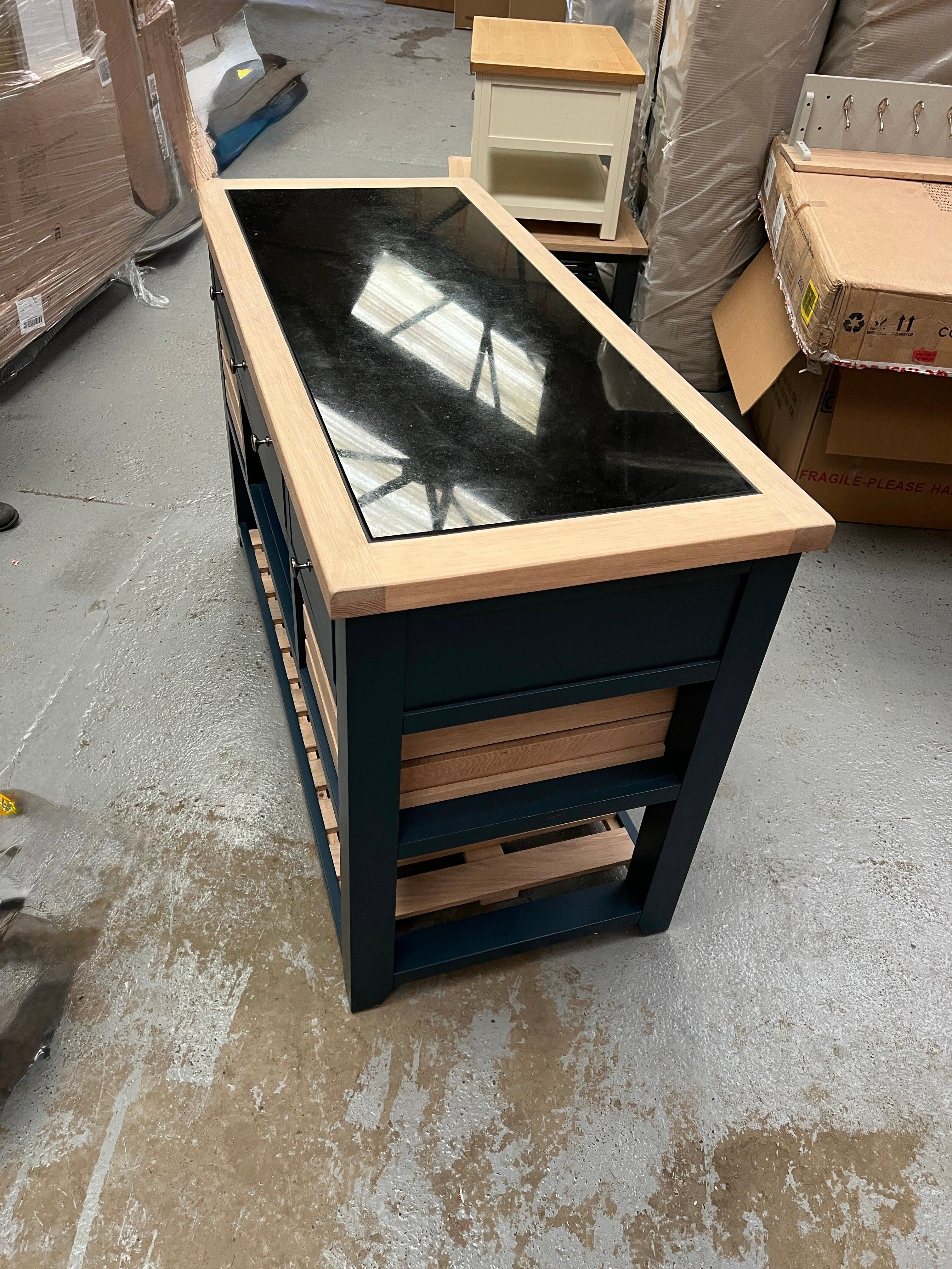 CHESTER MIDNIGHT BLUE Kitchen Island Quality Furniture Clearance Ltd