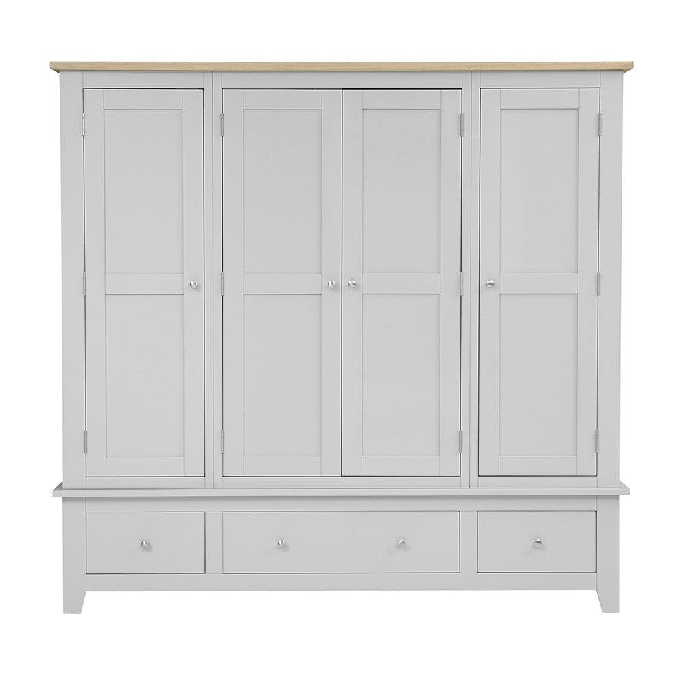 CHESTER DOVE GREY Four Door Wardrobe Quality Furniture Clearance Ltd
