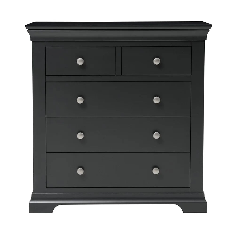 CHANTILLY DUSKY BLACK
5 Drawer Chest Quality Furniture Clearance Ltd