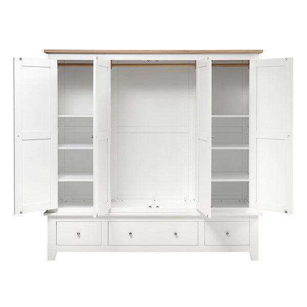 CHESTER PURE WHITE Four Door Wardrobe Quality Furniture Clearance Ltd