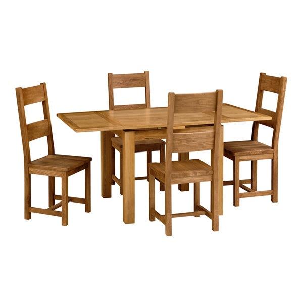 Oakland Rustic Oak Oakland 90cm-155cm Ext. Table and 4 Ladderback Chairs Quality Furniture Clearance Ltd