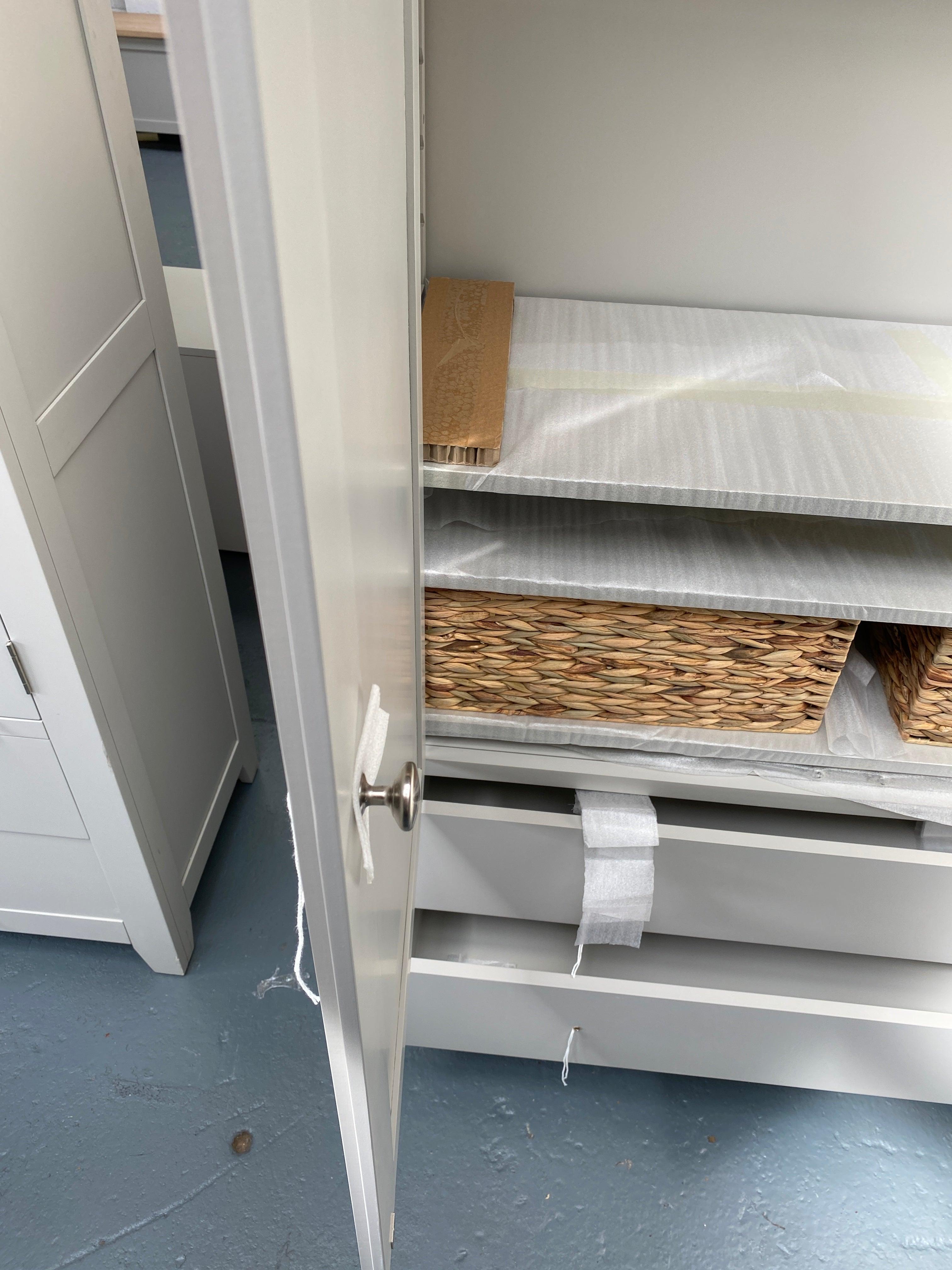 Chester Dove Grey Grand Storage Cupboard/Larder furniture delivered 