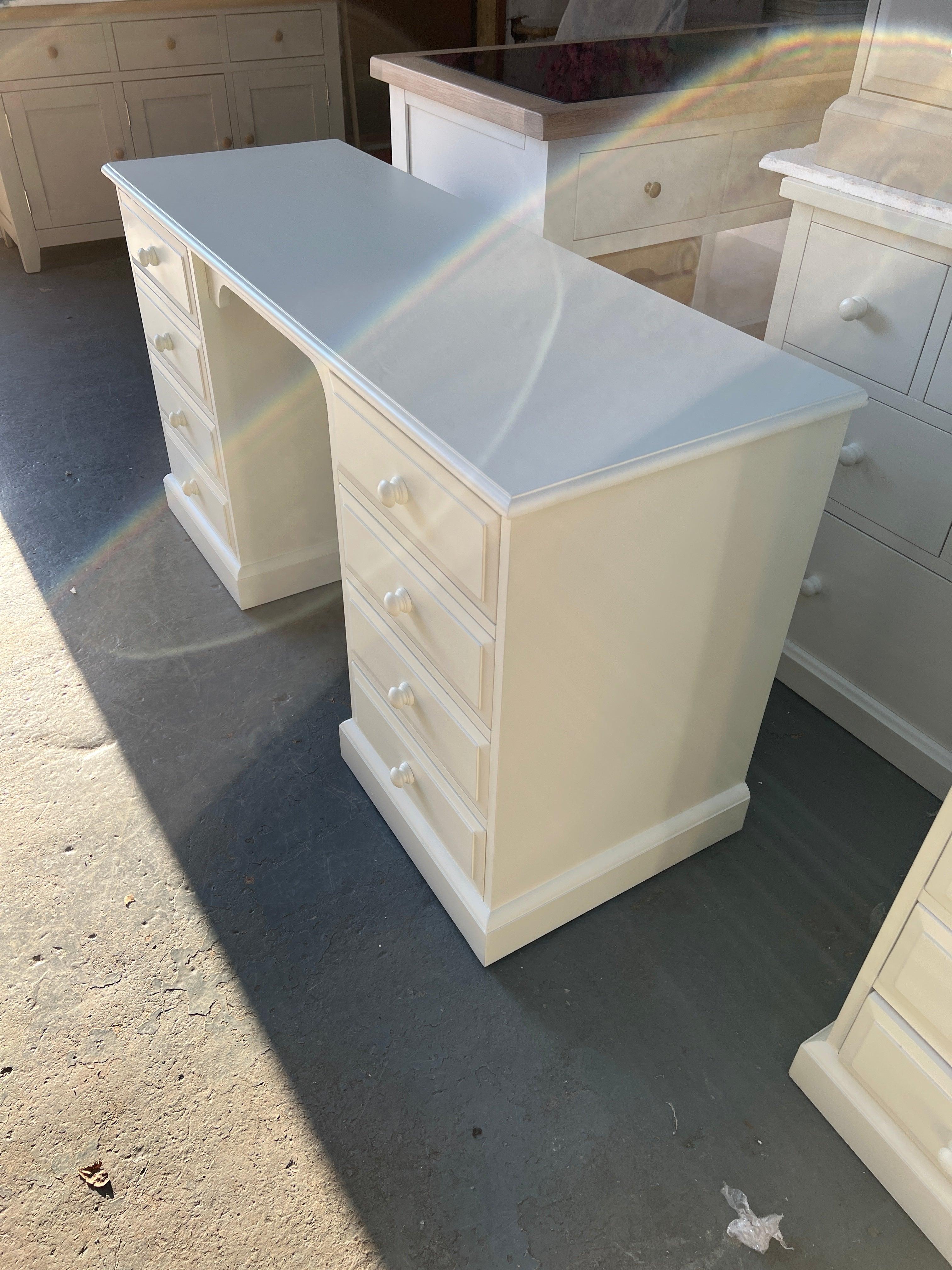 Ivory Double Pedestal Dressing Table/desk. furniture delivered 