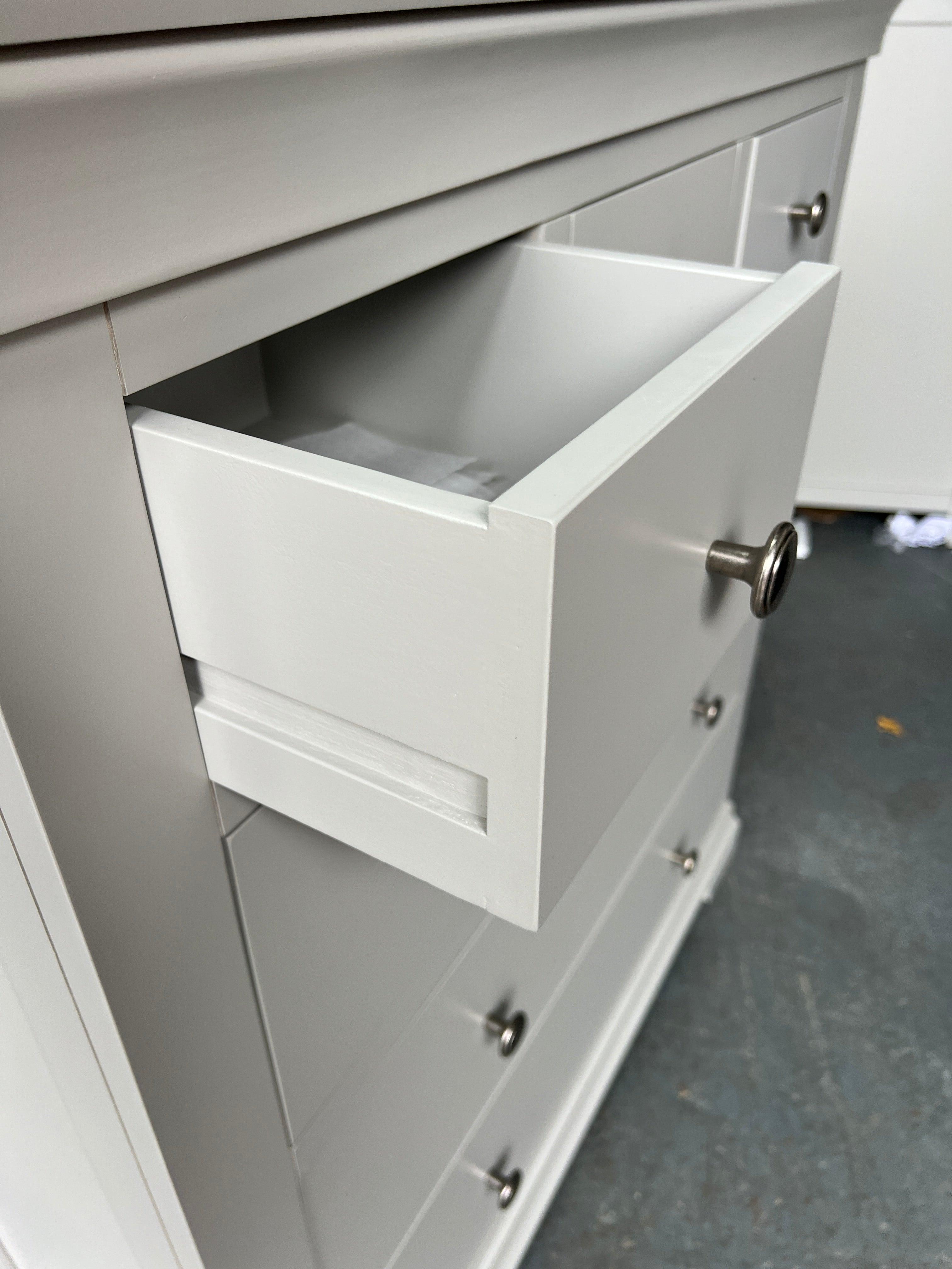Chantilly Pebble Grey 7 Drawer Chest Quality Furniture Clearance Ltd