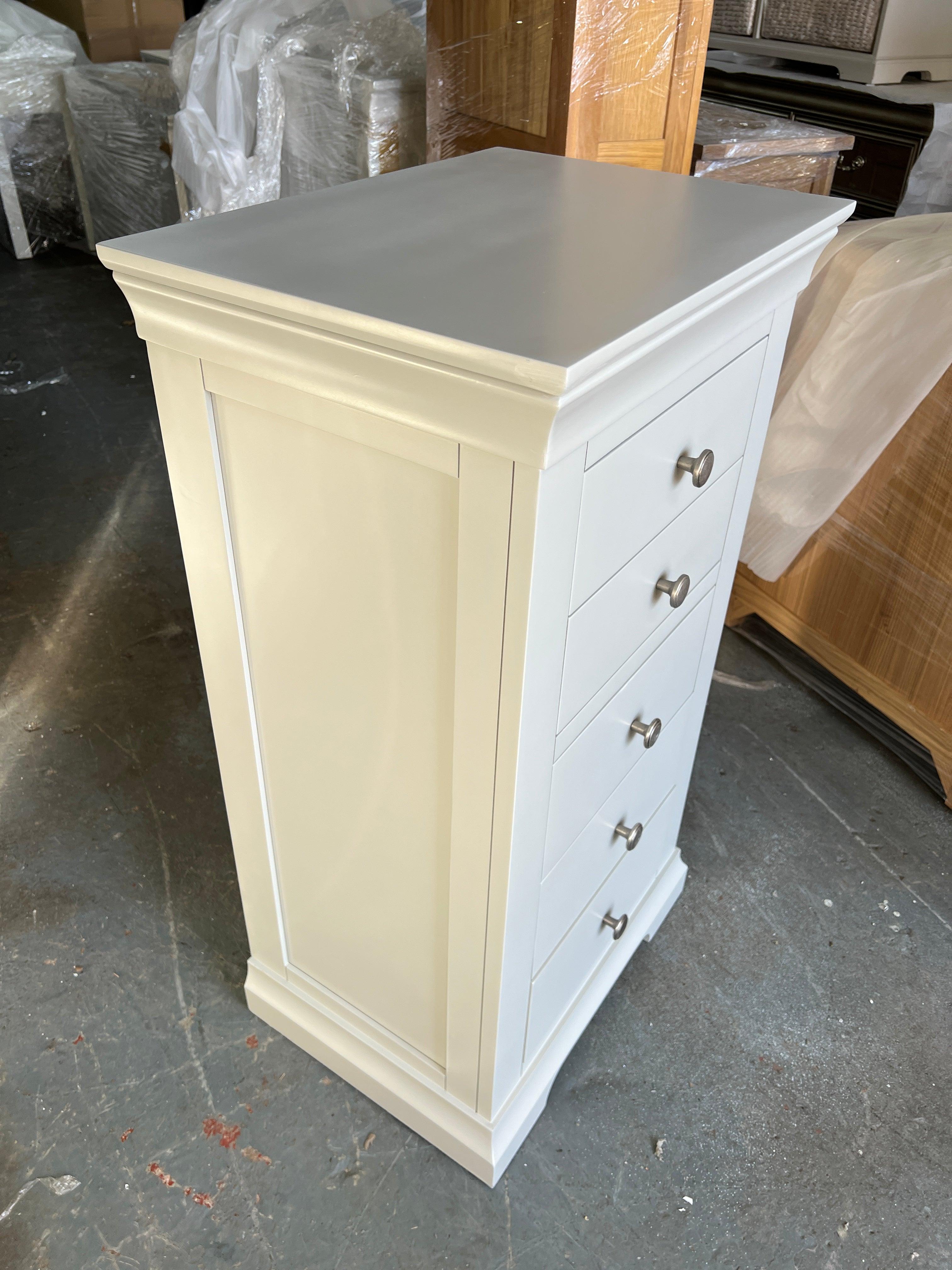 Chantilly Pebble Grey Tallboy furniture delivered 